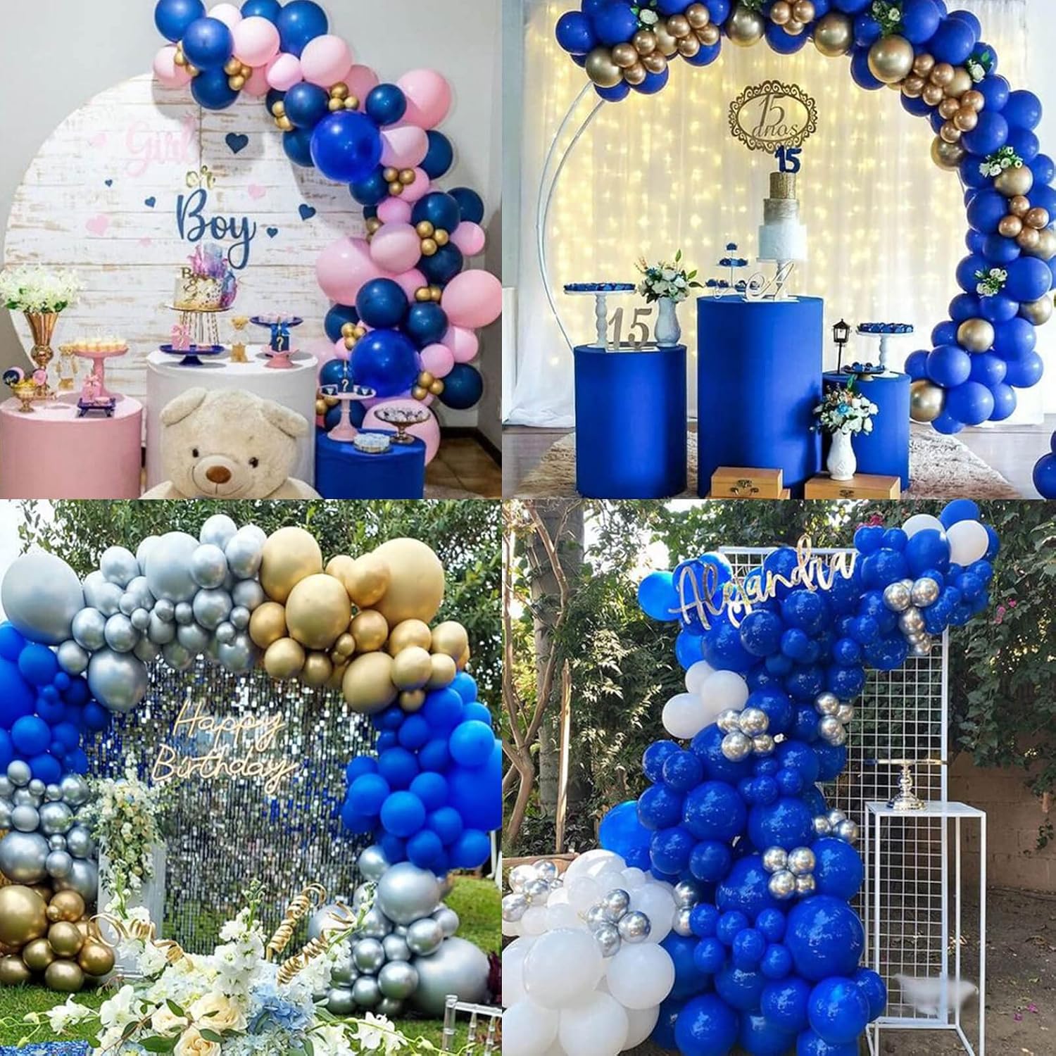 Globos de color azul real, 110 globos de fiesta de 1812105 pulgadas, kit de arco de globos de látex como globos de cumpleaños, baby shower, boda,