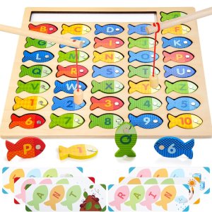 Juego de pesca magnética de madera, rompecabezas Montessori preescolar del alfabeto ABC aprendizaje juguetes educativos con tarjetas de palabras, Juego de pesca magnética de madera, rompecabezas Montessori preescolar del alfabeto ABC aprendizaje juguetes educativos con tarjetas de palabras,