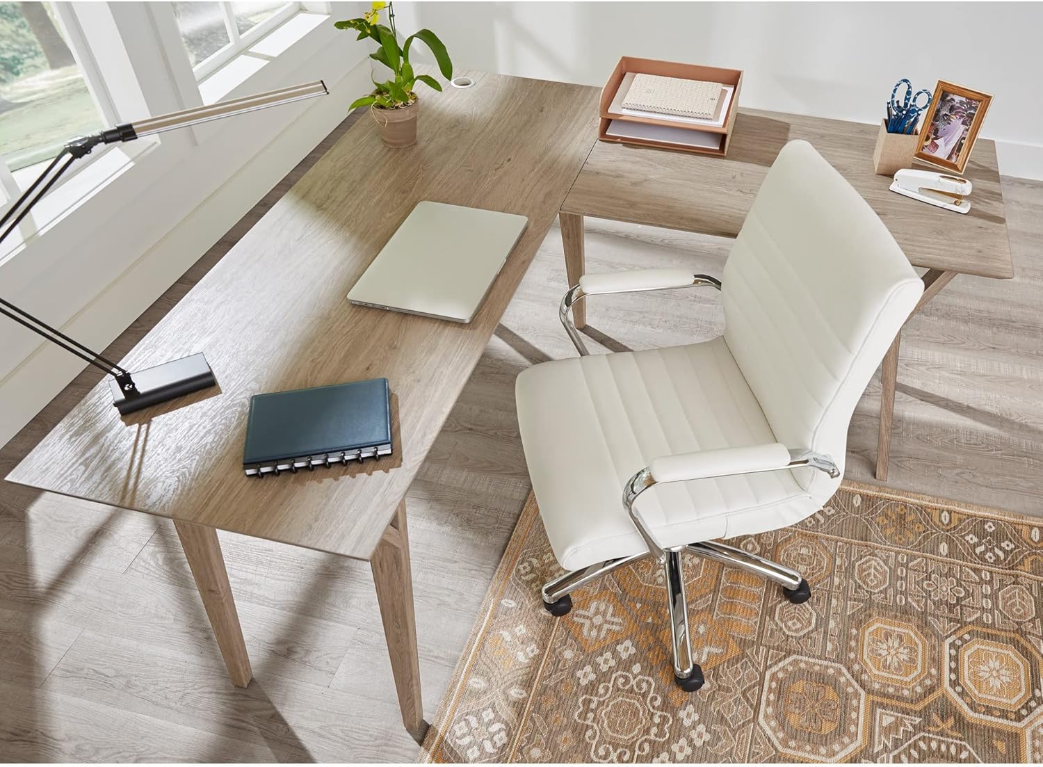 Realspace Arquitecto lámpara de escritorio, ajustable, 21-12″H, negroplata