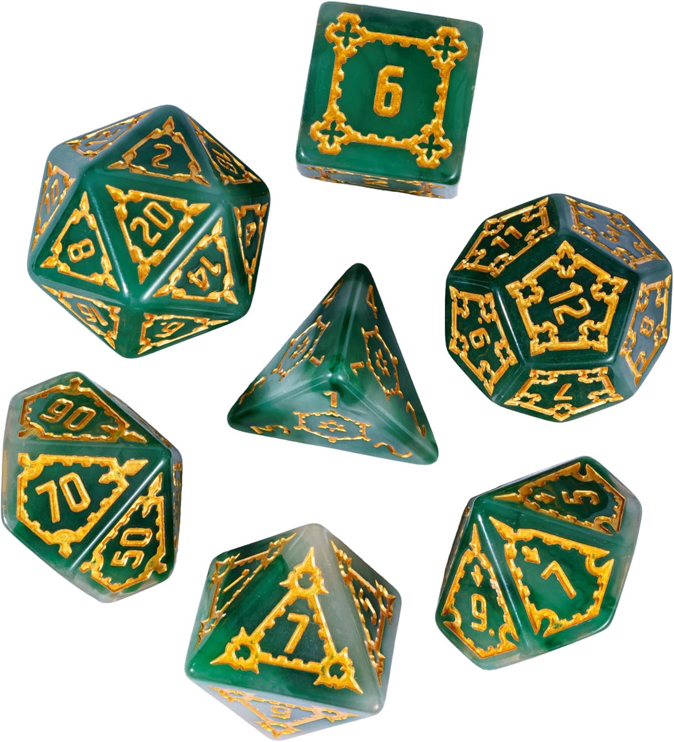 cusdie 7 dados gigantes DND de 0.98 pulgadas con bolsa de dados de ojo de dragón, juego de dados poliédricos, dados D&D para Calabozos y Dragones
