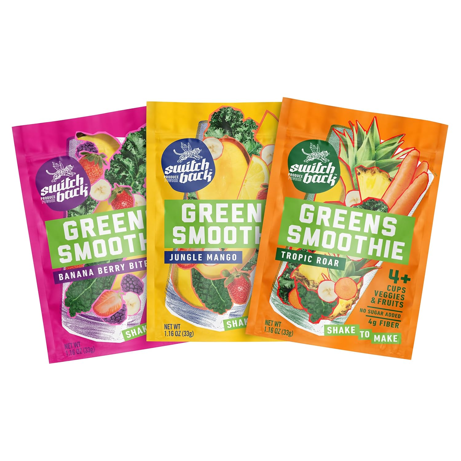 Switchback Verduras en polvo, mezcla de batidos sin gluten para agua, jugo o leche, bebida verde para impulso de energía, vegano, a base de plantas,