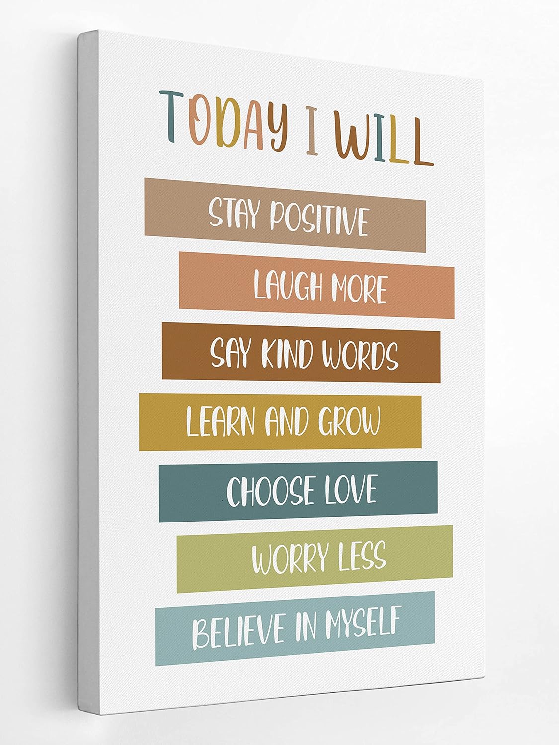 HONLUNG Lienzo decorativo para pared con frase inspiradora Today I Will, de 11 x 14 pulgadas, con frase motivacional positiva, decoración bohemia