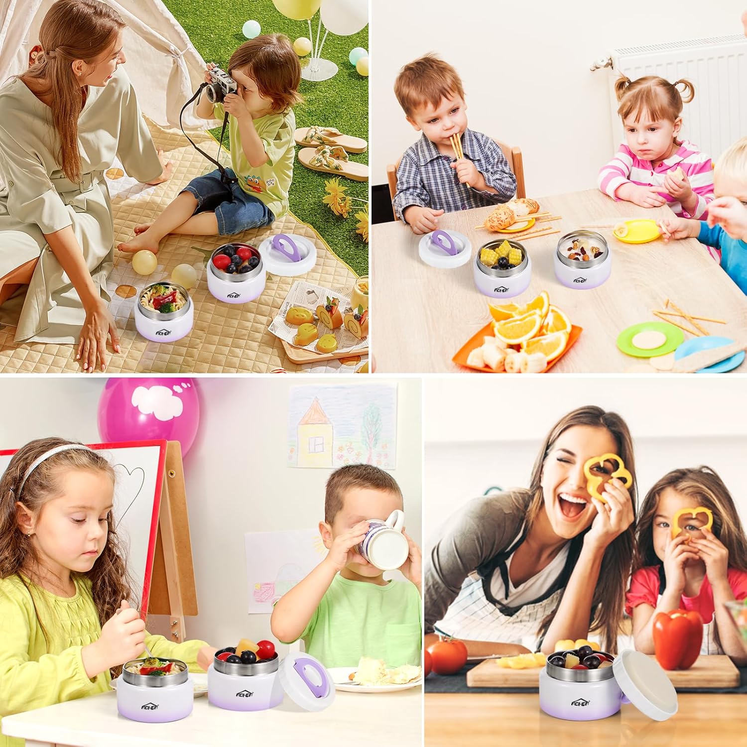 Termo de comida caliente para niños, tarro aislado de 8 onzas para alimentos que mantiene el almuerzo calientefrío durante horas, termo de sopa a