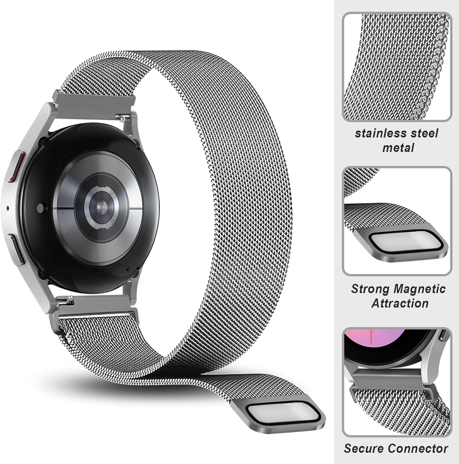 Paquete de 2 correas milanesas para Samsung Galaxy Watch 66 Classic de 1.575 pulgadas, 1.732 pulgadas, 1.732 pulgadas, 1.772 pulgadas, malla
