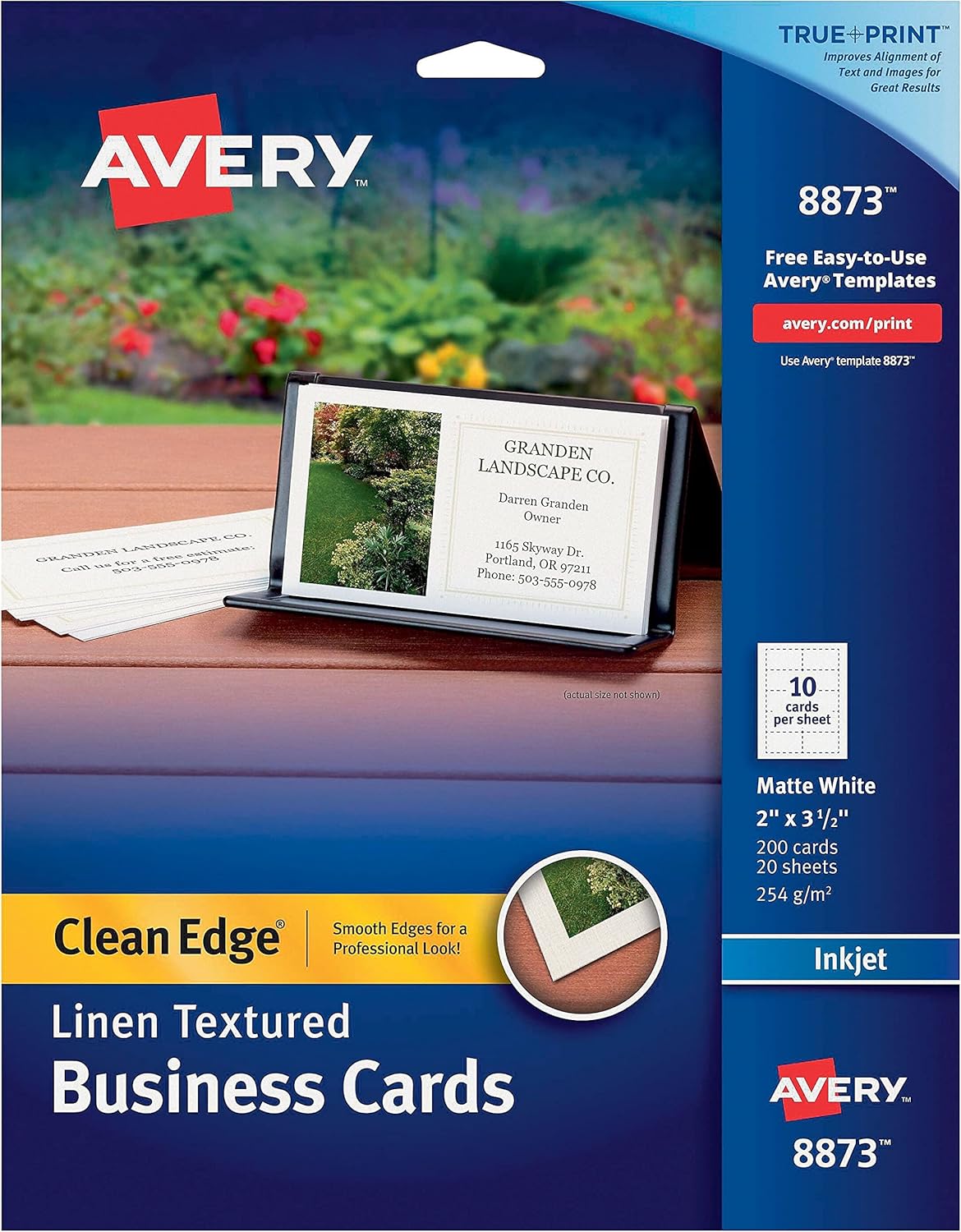 Avery Tarjeta de visita – A8-2quot x 3.50 quot – Mate – 200  Pack – Blanco