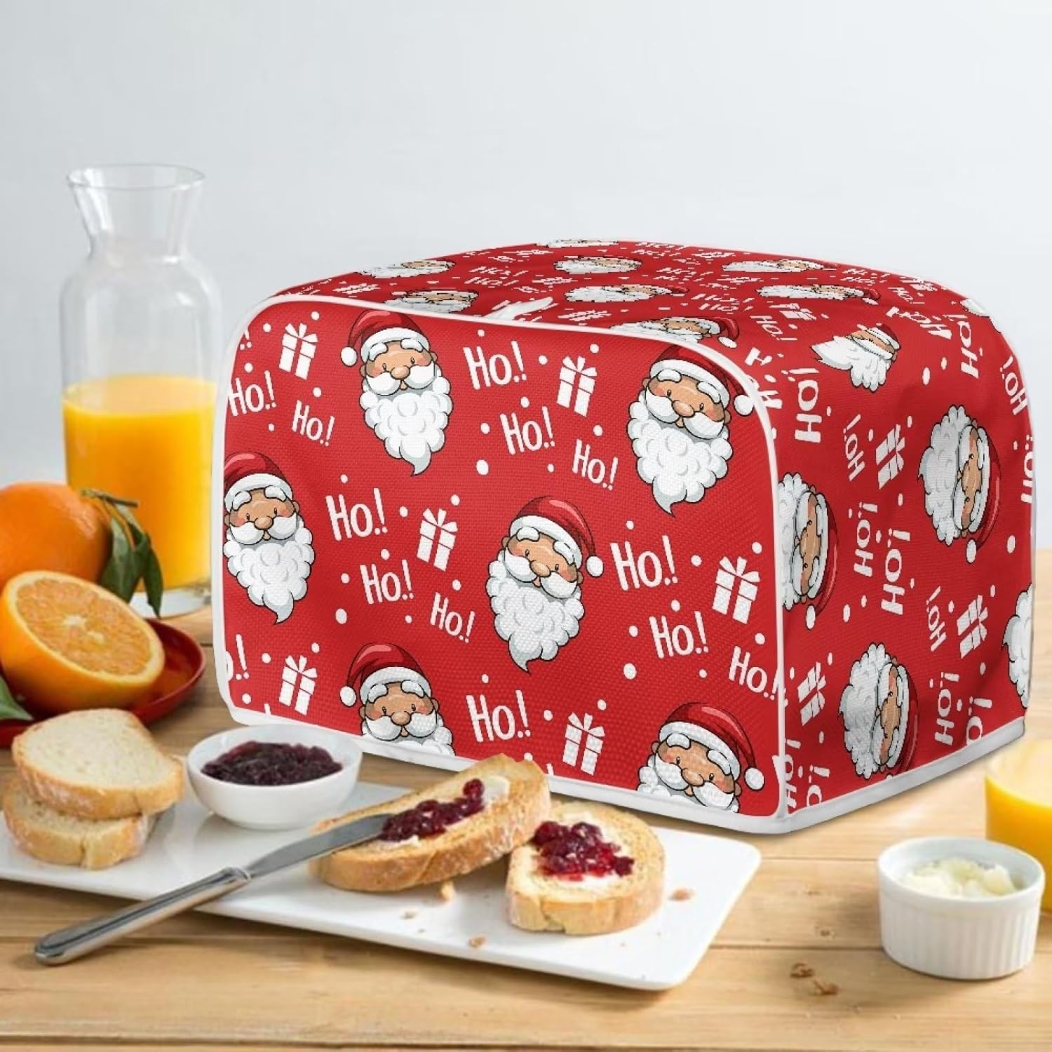 Cubierta acolchada para tostadora de Papá Noel de Navidad, cubierta acolchada para tostadora de 4 rebanadas, cubierta para electrodomésticos