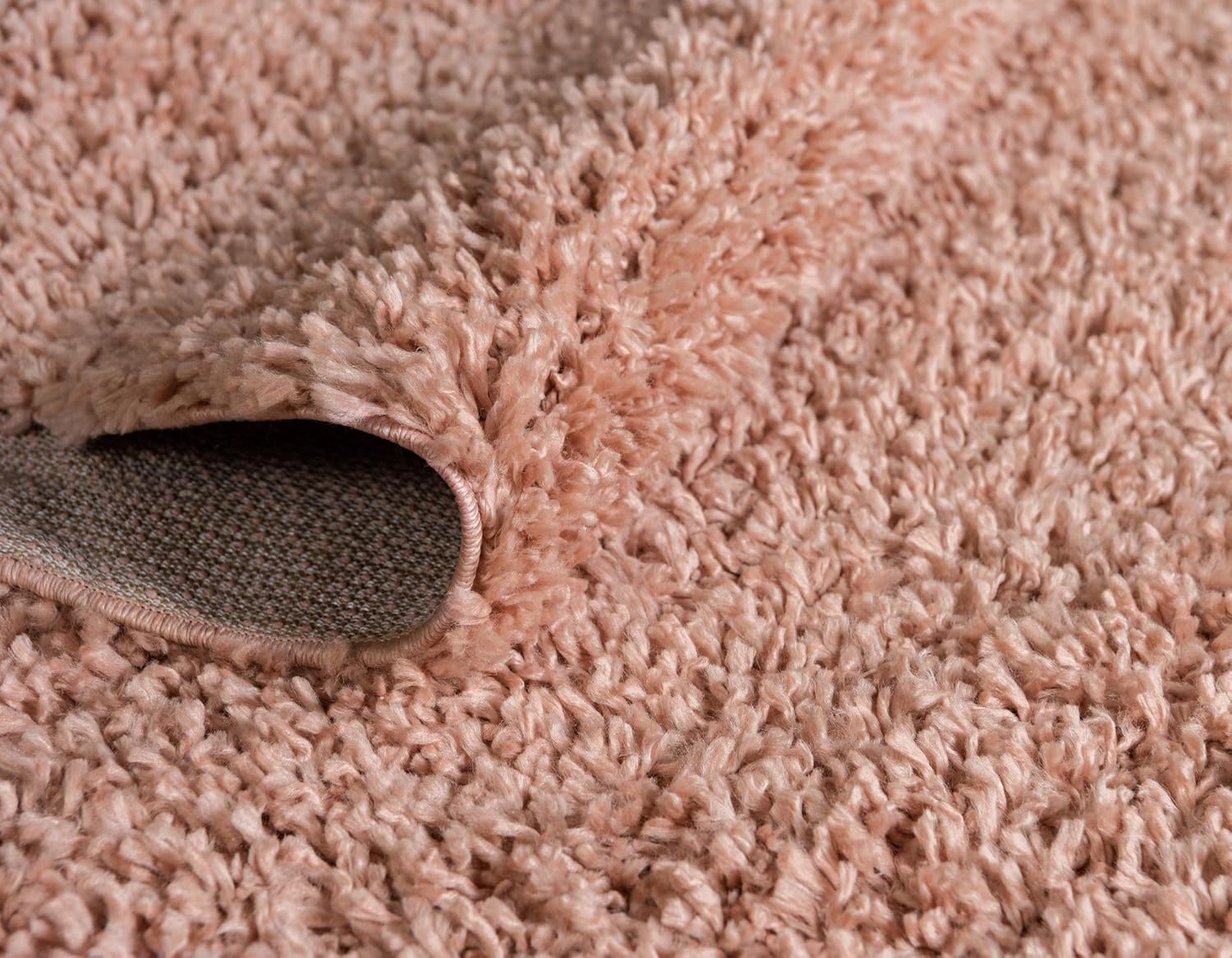 Rugs.com Zermatt Shag Collection – Alfombra ovalada de 5 x 8 pies, color rosa polvoriento, perfecta para salas de estar, comedores grandes, planos