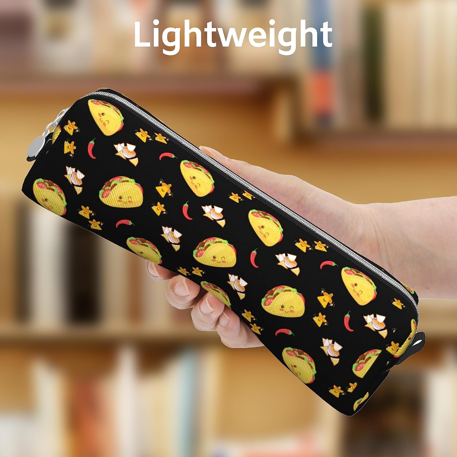 Estuche para lápices de tacos para niños y niñas, estuche de alta capacidad con organizador de cremallera, bolsa de papelería para oficina y