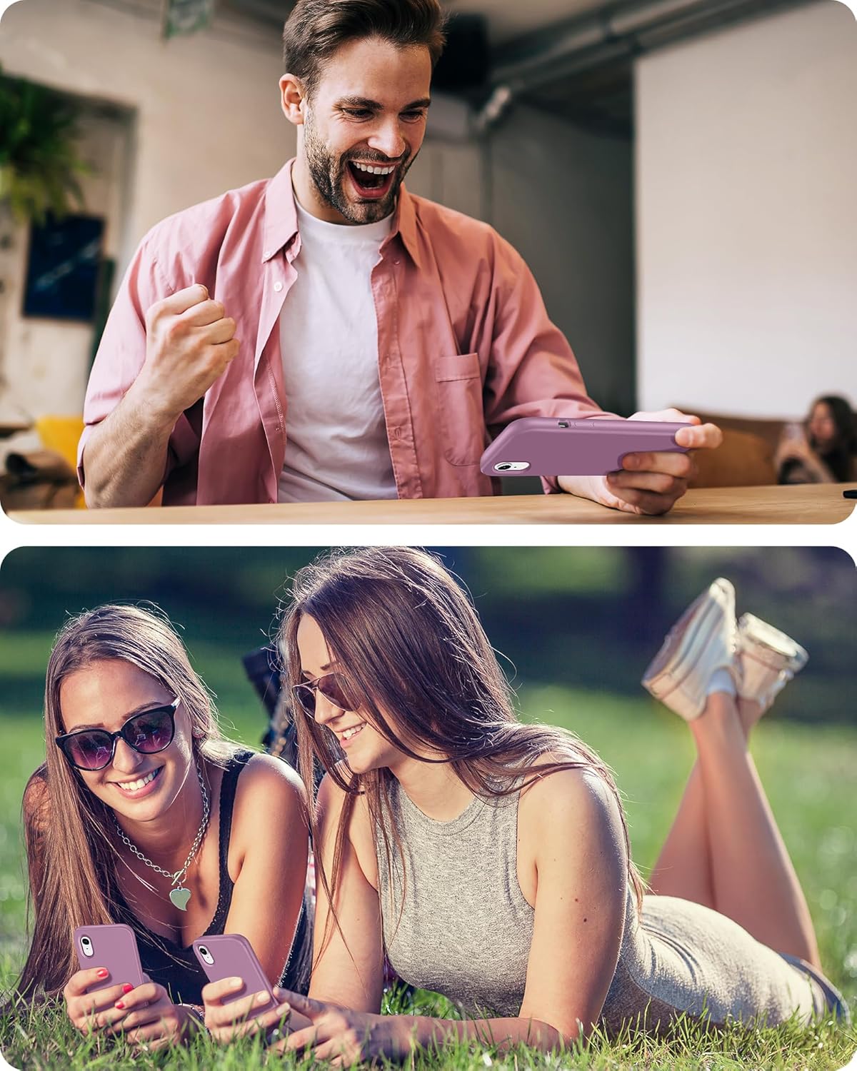 JTWIE Funda 3 en 1 para iPhone XR con 2 protectores de pantalla, delgada de silicona líquida, a prueba de golpes, funda protectora para iPhone XR