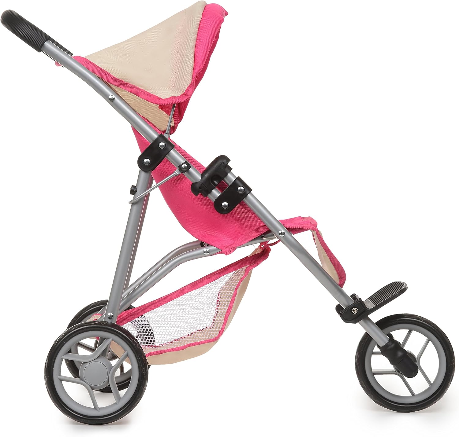 fash n kolor My First Doll – Cochecito deportivo con toldo ajustable y cesta de almacenamiento de juguetes, cochecito de bebé plegable fácil para
