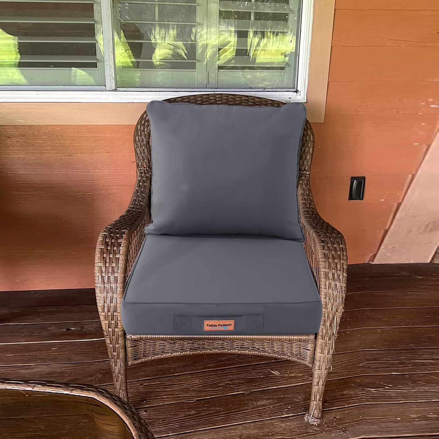 Cojines para sillas de exterior, 22 x 22 pulgadas, impermeables, para respaldo y asiento profundo para muebles de patio, con asa y correas