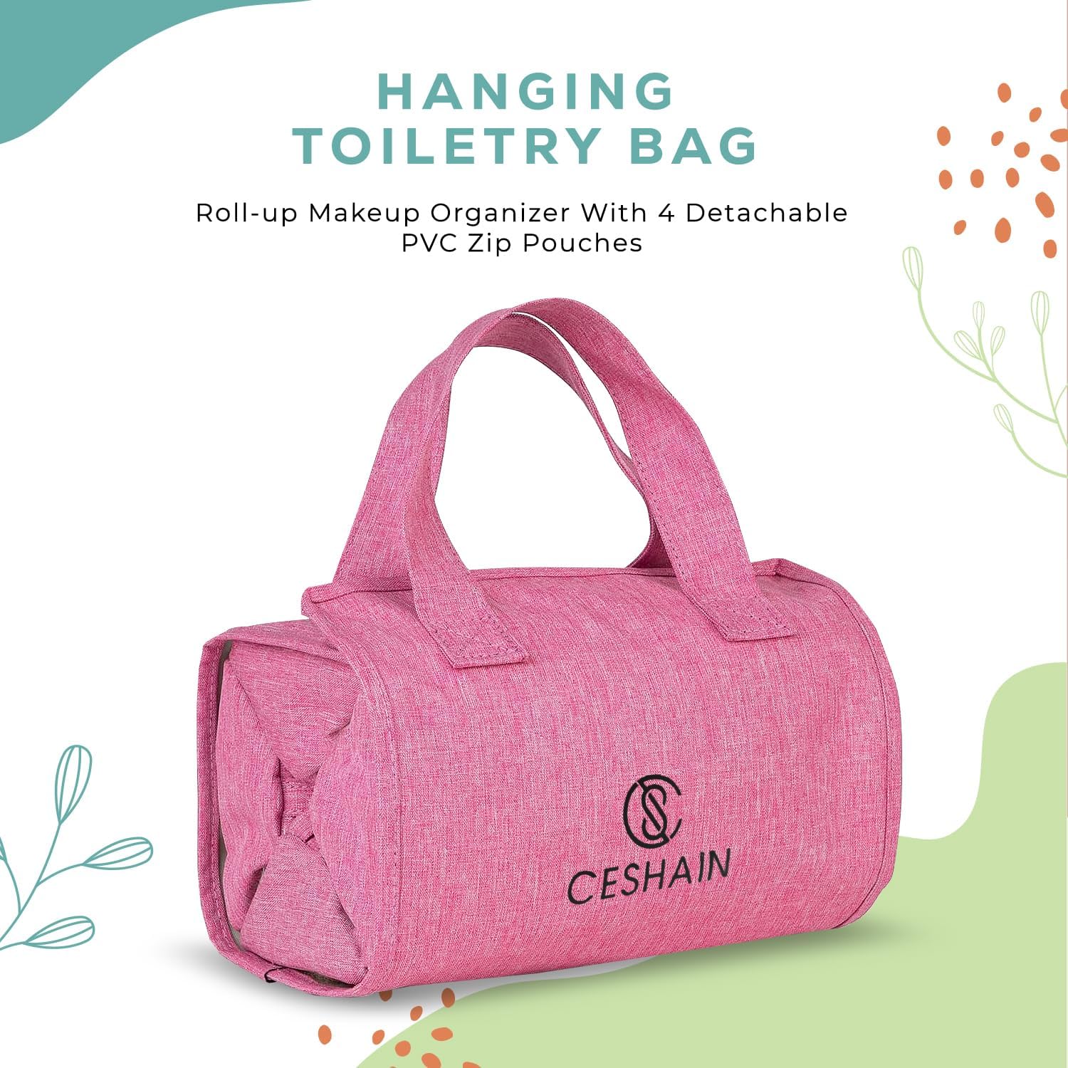 Ceshain Neceser colgante 4 en 1, Rosado, Neceser colgante