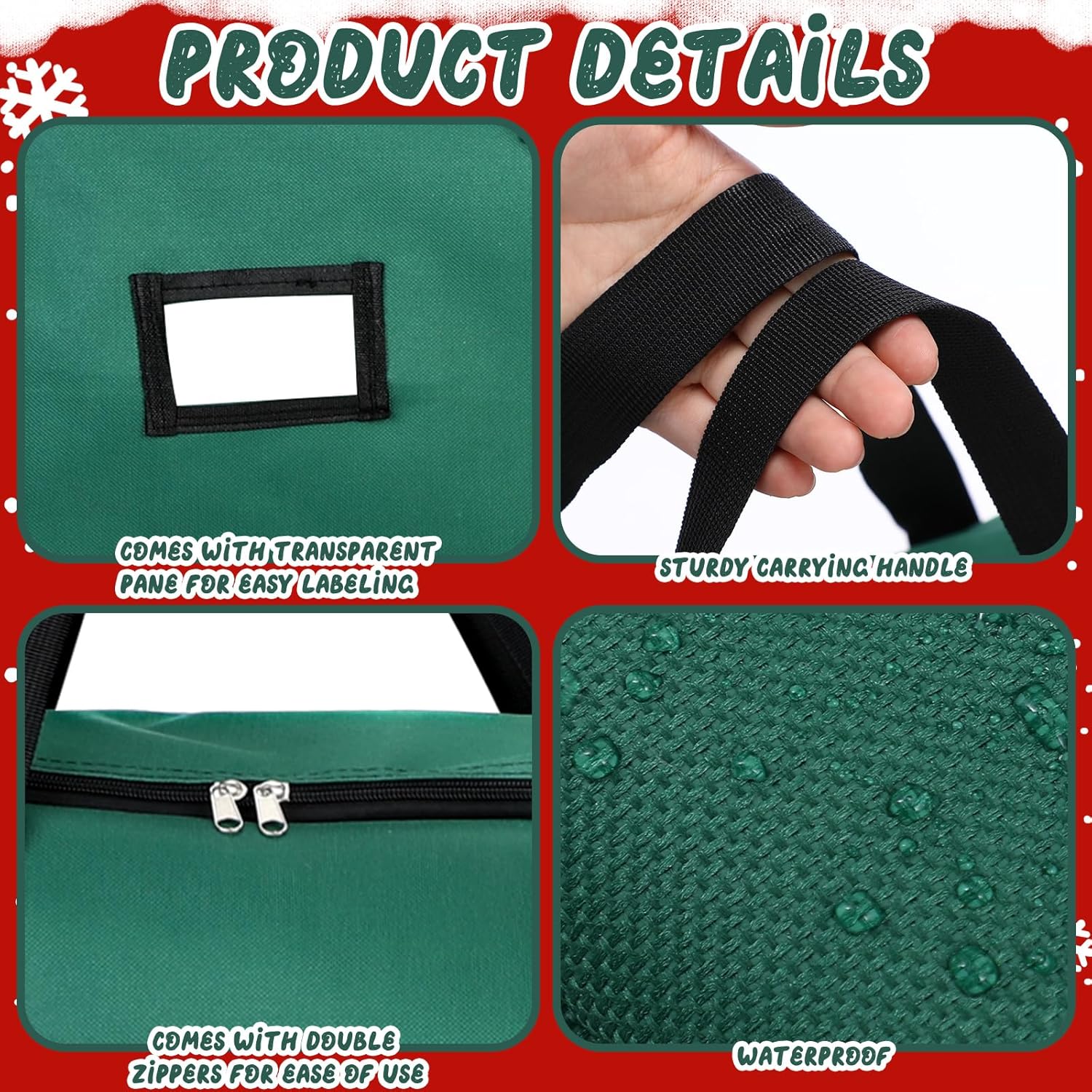 Paquete de 2 bolsas de almacenamiento para árbol de Navidad, contenedor grande de almacenamiento para árbol de Navidad de 6 pies con ventana