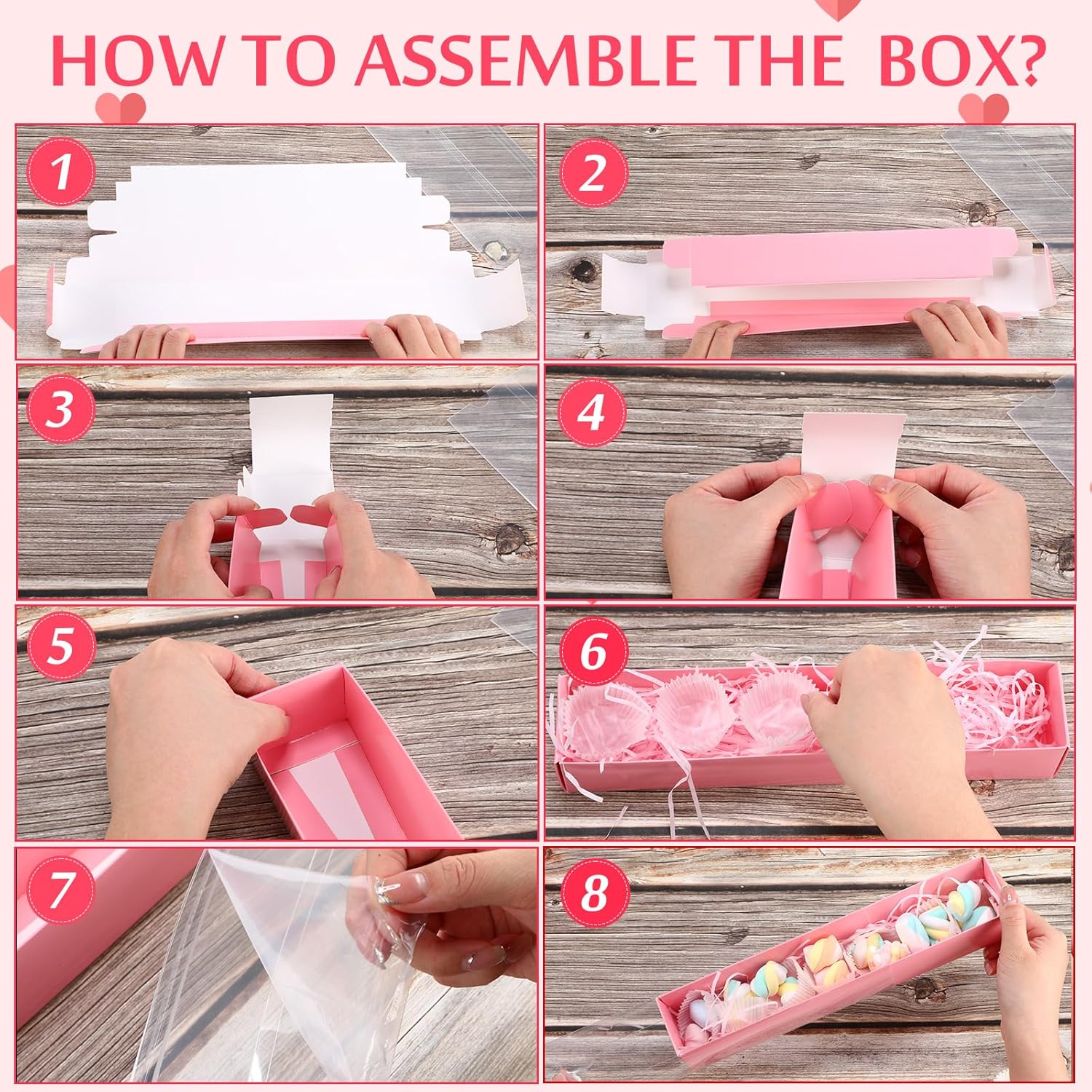 40 juegos de cajas de fresas de chocolate para el día de San Valentín con ventana transparente, 250 bandejas de papel para alimentos, 4 bolsas,