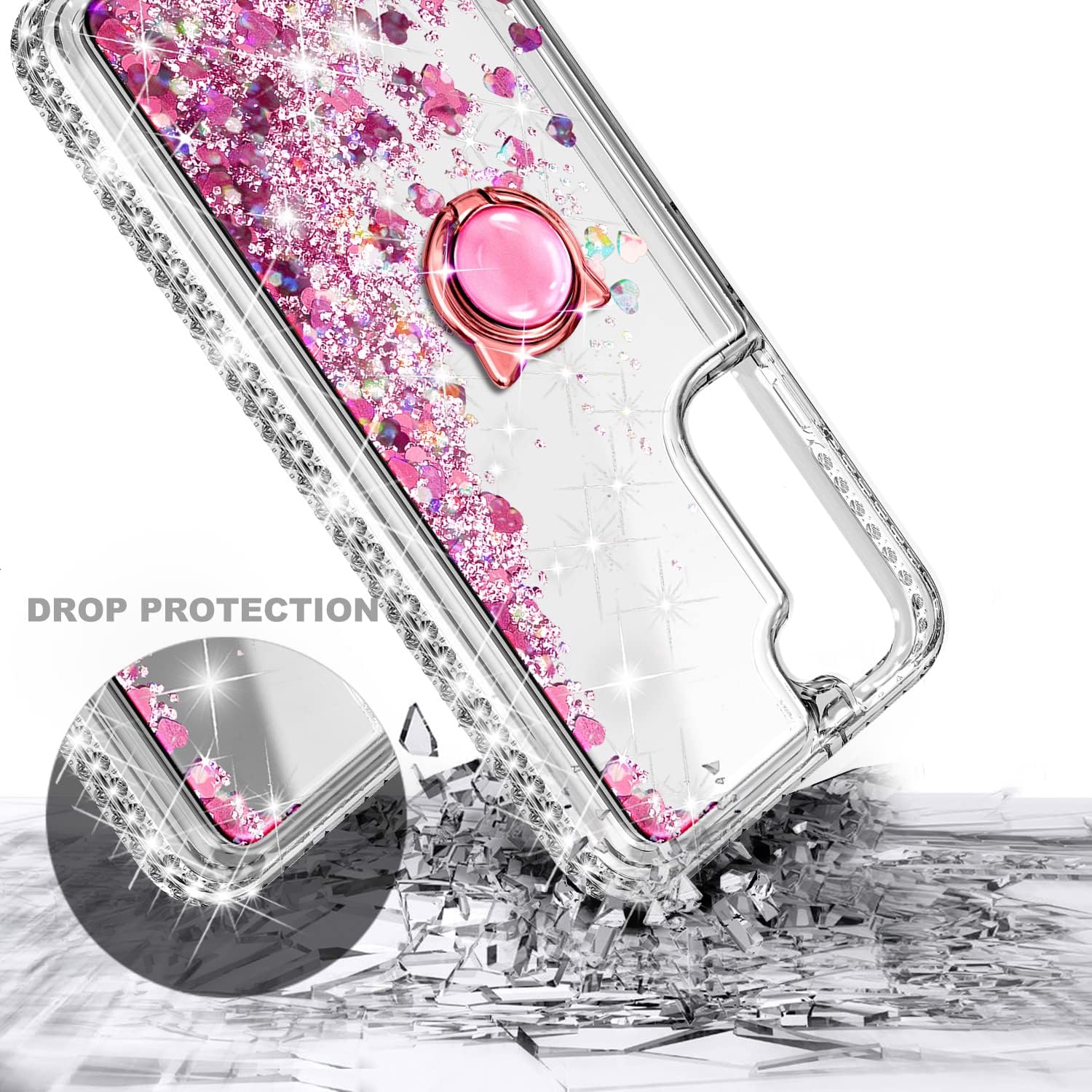 NGB Supremacy Funda para Samsung Galaxy S22 (6.1 pulgadas) con protector de pantalla (cobertura máxima, TPU flexible), soporte de anillocorrea de
