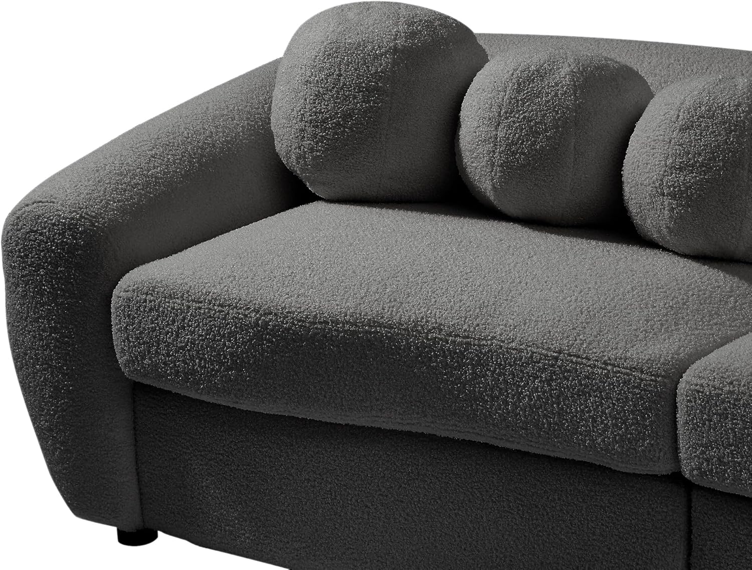 Merax Moderno sofá curvo, sofá tapizado trasero con 5 cojines decorativos, gris oscuro