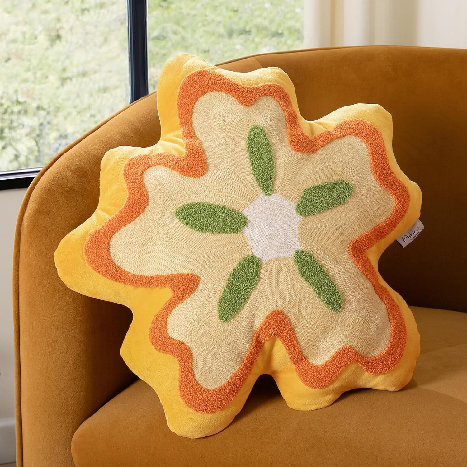 Ashler – Almohada con forma de flor, bonito cojín de flores para sofá, exquisito patrón de flores, almohadas decorativas para sofá, cama, silla,