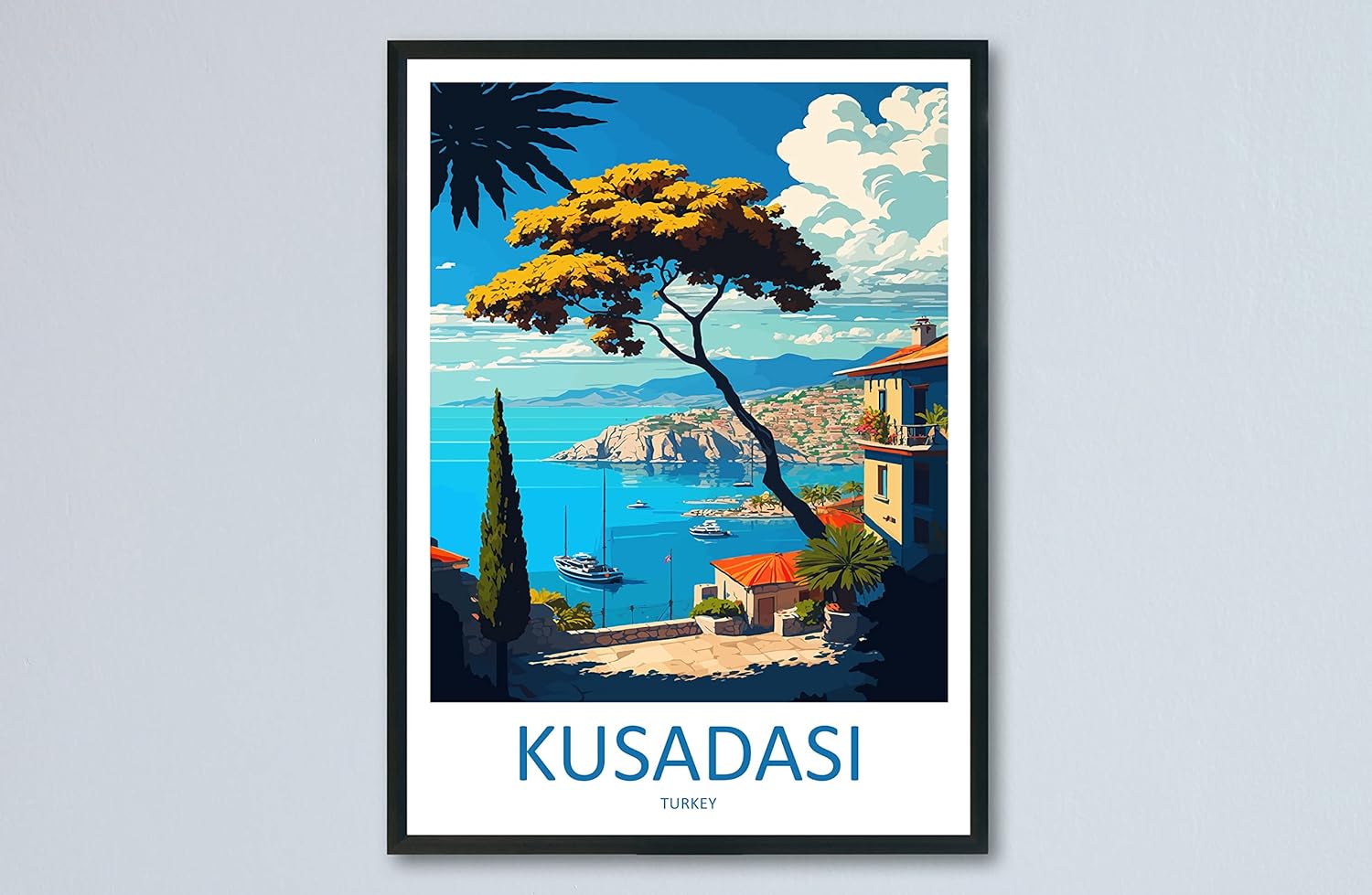 Kuadas Travel Print Wall Art Kuadas – Decoración para el hogar, decoración del hogar, amantes del arte de pavo, amantes del arte de Turquía, Kuadas,
