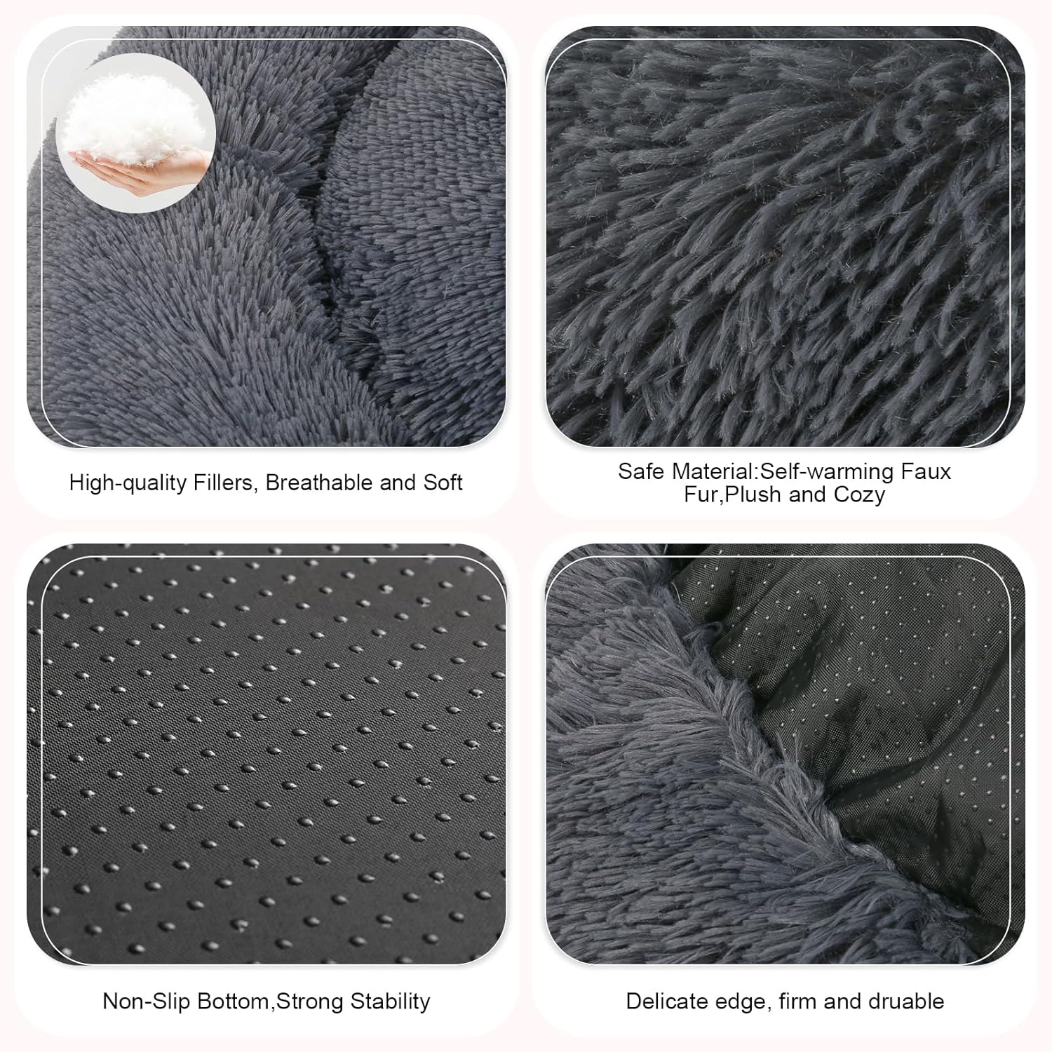 Cama para perros, cama calmante para gatos, almohada de piel sintética para mascotas, cama redonda de felpa para perros y gatos grandes, medianos y