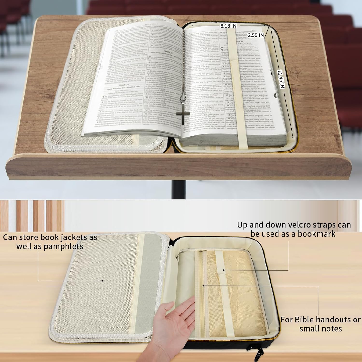 Peciue Funda grande para la Biblia, diario para la Biblia, librero de transporte para bolígrafos, libros de trabajo, resaltadores, para iPad, papel