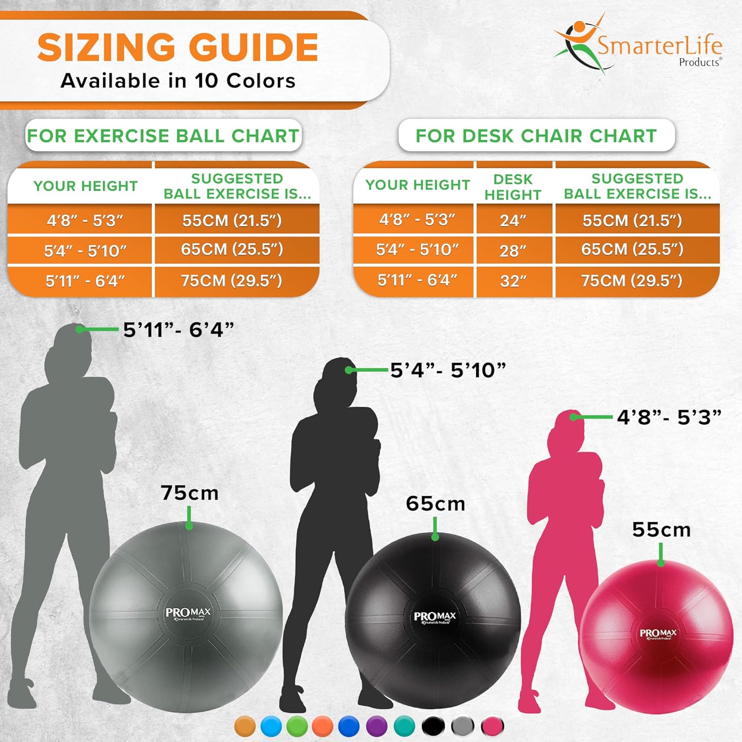 SmarterLife PRO MAX – Pelota de ejercicio de entrenamiento para fitness, yoga, equilibrio, estabilidad o pelota de nacimiento para embarazo y parto,