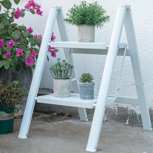 Escalera de 2 escalones, multiusos, resistente, ligera, plegable, portátil, con pedales anchos antideslizantes, capacidad de 500 libras para el Escalera de 2 escalones, multiusos, resistente, ligera, plegable, portátil, con pedales anchos antideslizantes, capacidad de 500 libras para el