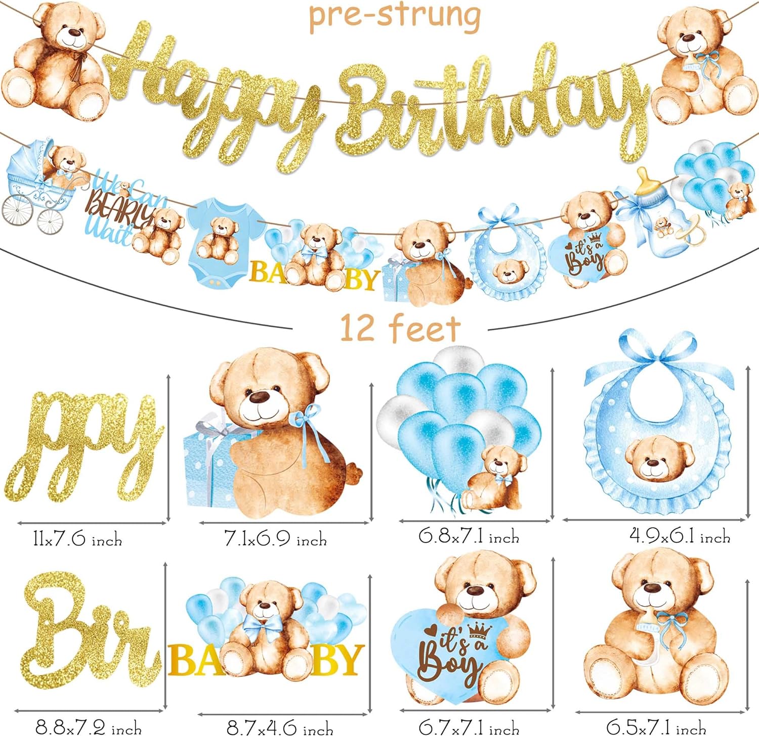 Cartel de cumpleaños con purpurina de oso de peluche, decoración de fiesta de cumpleaños, oso de peluche, decoración para fiesta de cumpleaños con