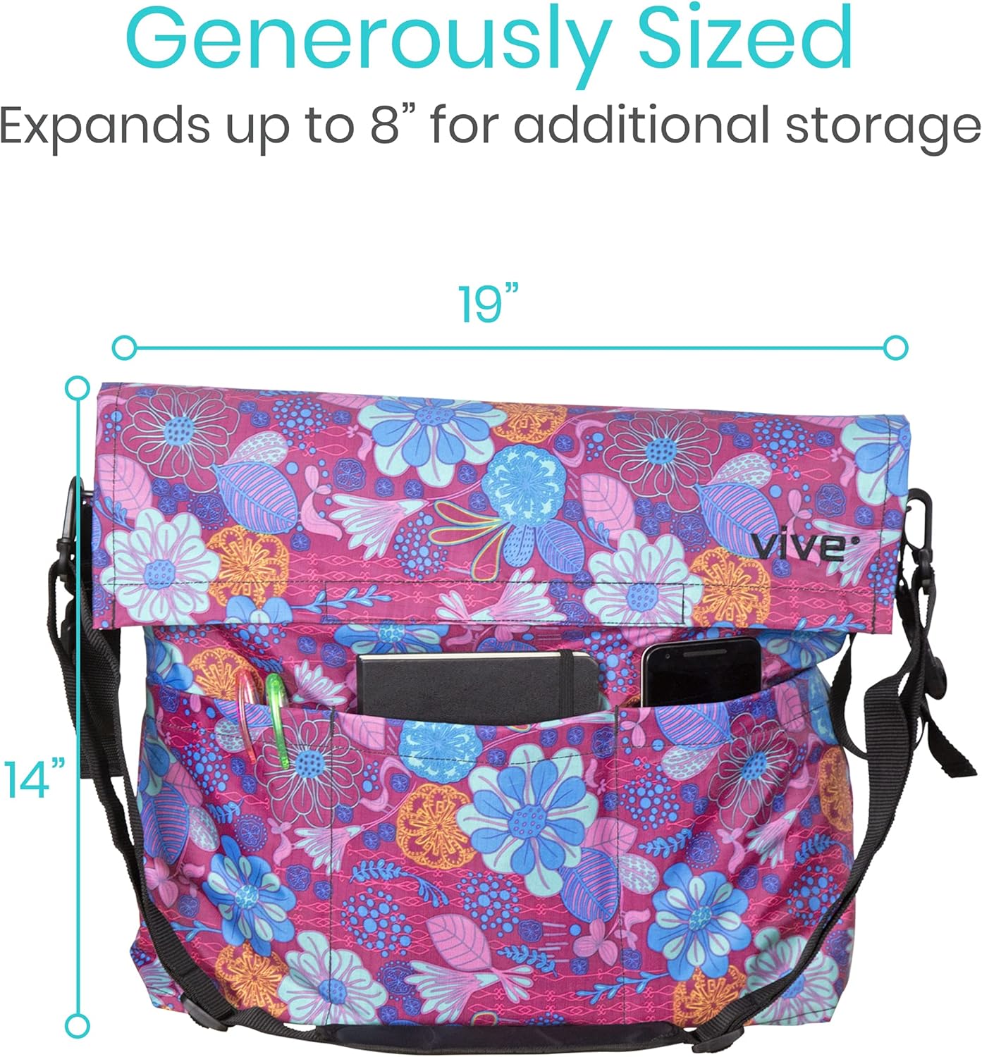 Bolsa para silla de ruedas, Floral púrpura