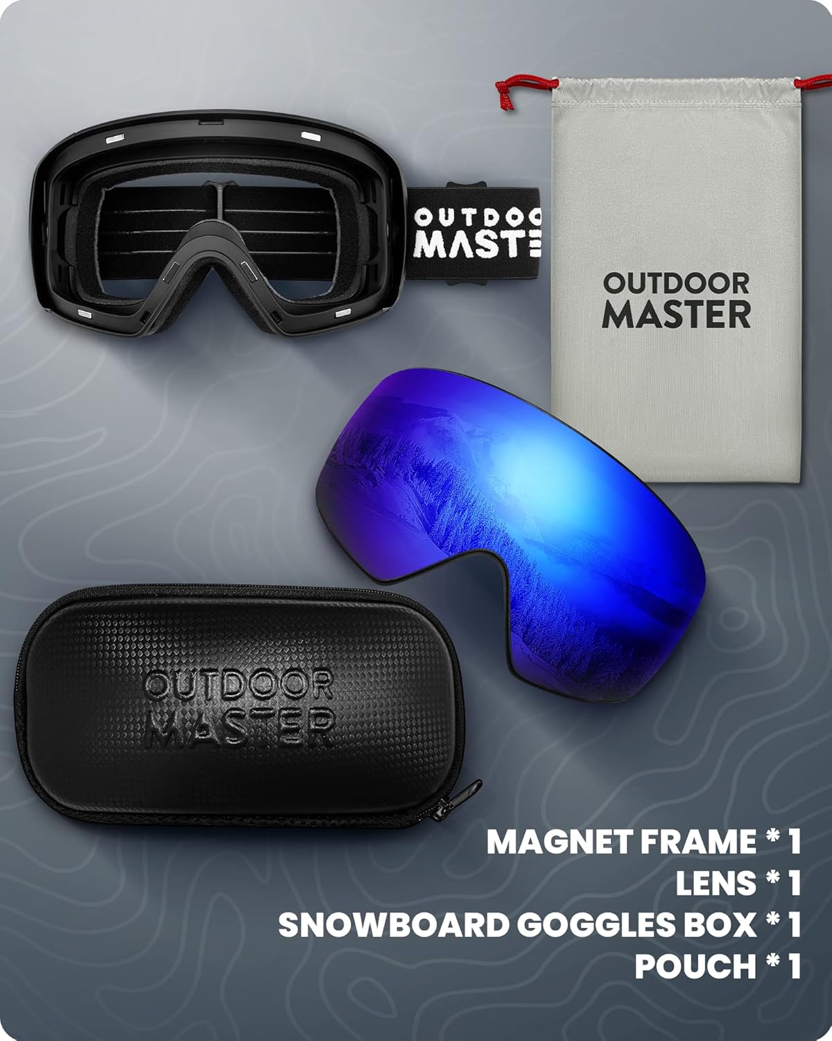 OutdoorMaster Gafas de esquí Horizon – Gafas de snowboard con lente magnética intercambiable, sin marco