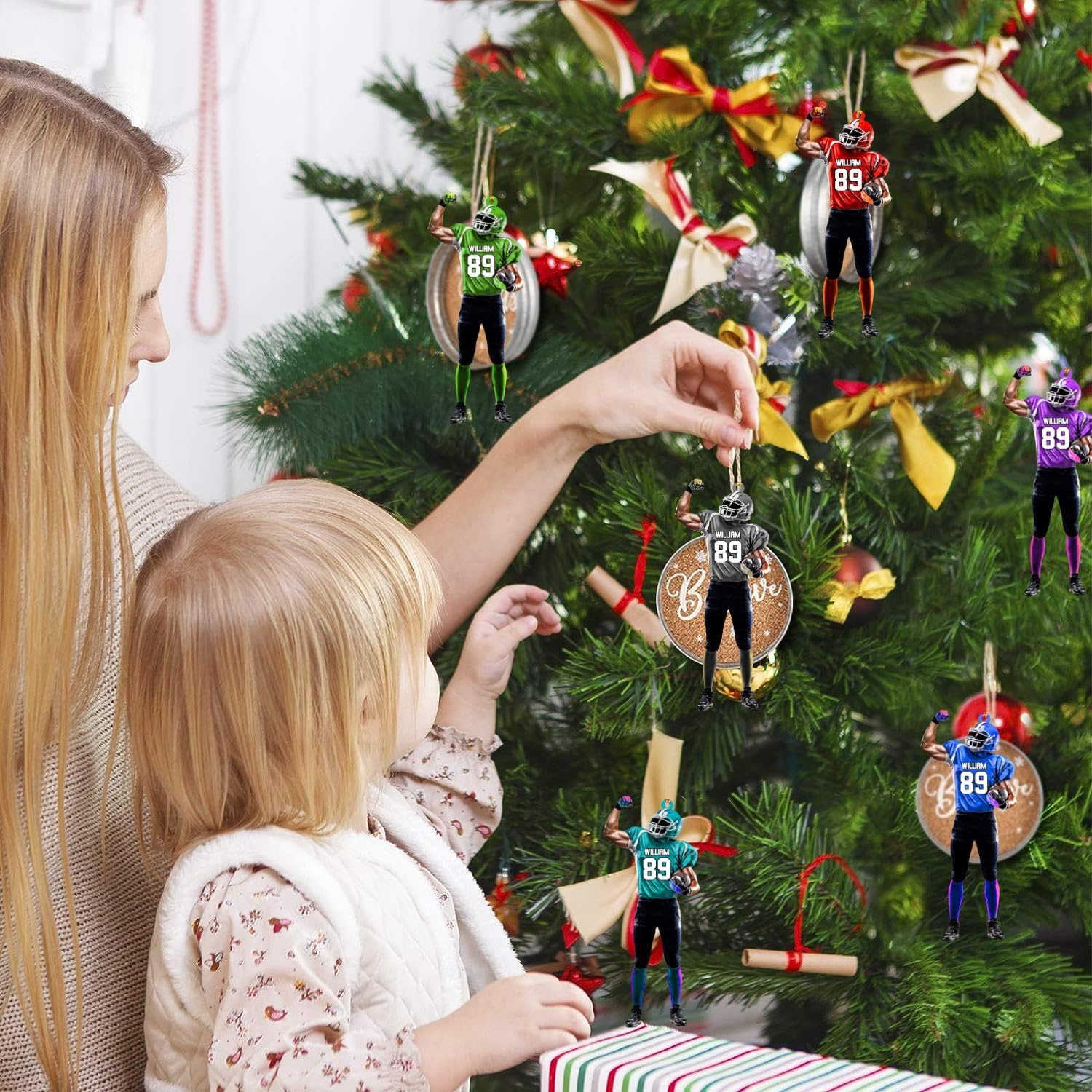 Podagree – Adornos de fútbol personalizados con nombre de 2023, adornos de Navidad de madera, adorno para colgar en el árbol de Navidad, decoración