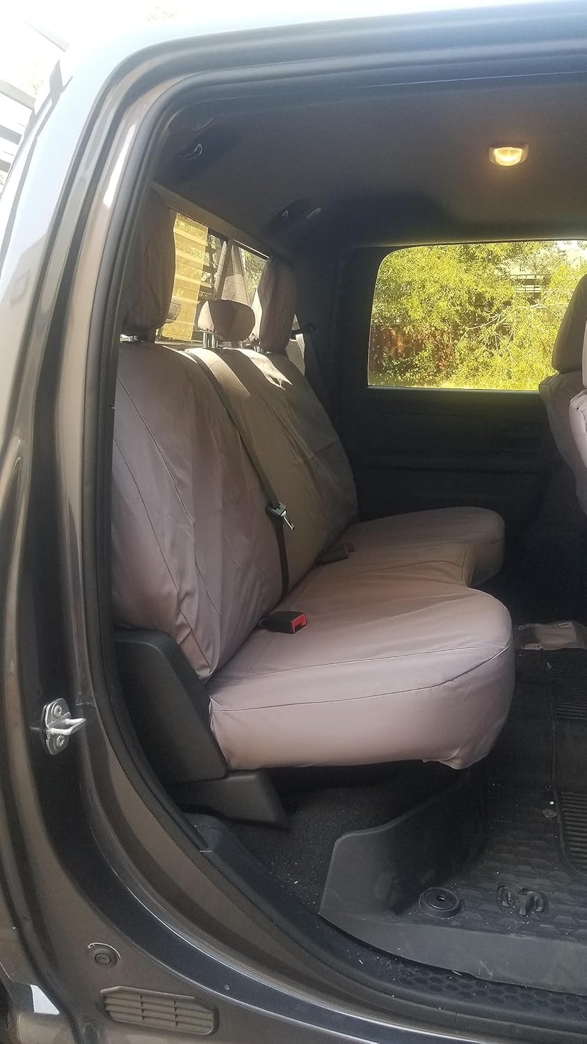Durafit Seat Covers, D1333-C8 Fundas de asiento fabricadas en gris Endura para 2012-2019 y 2020-2021 Classic Dodge Ram 1500-3500 asiento trasero