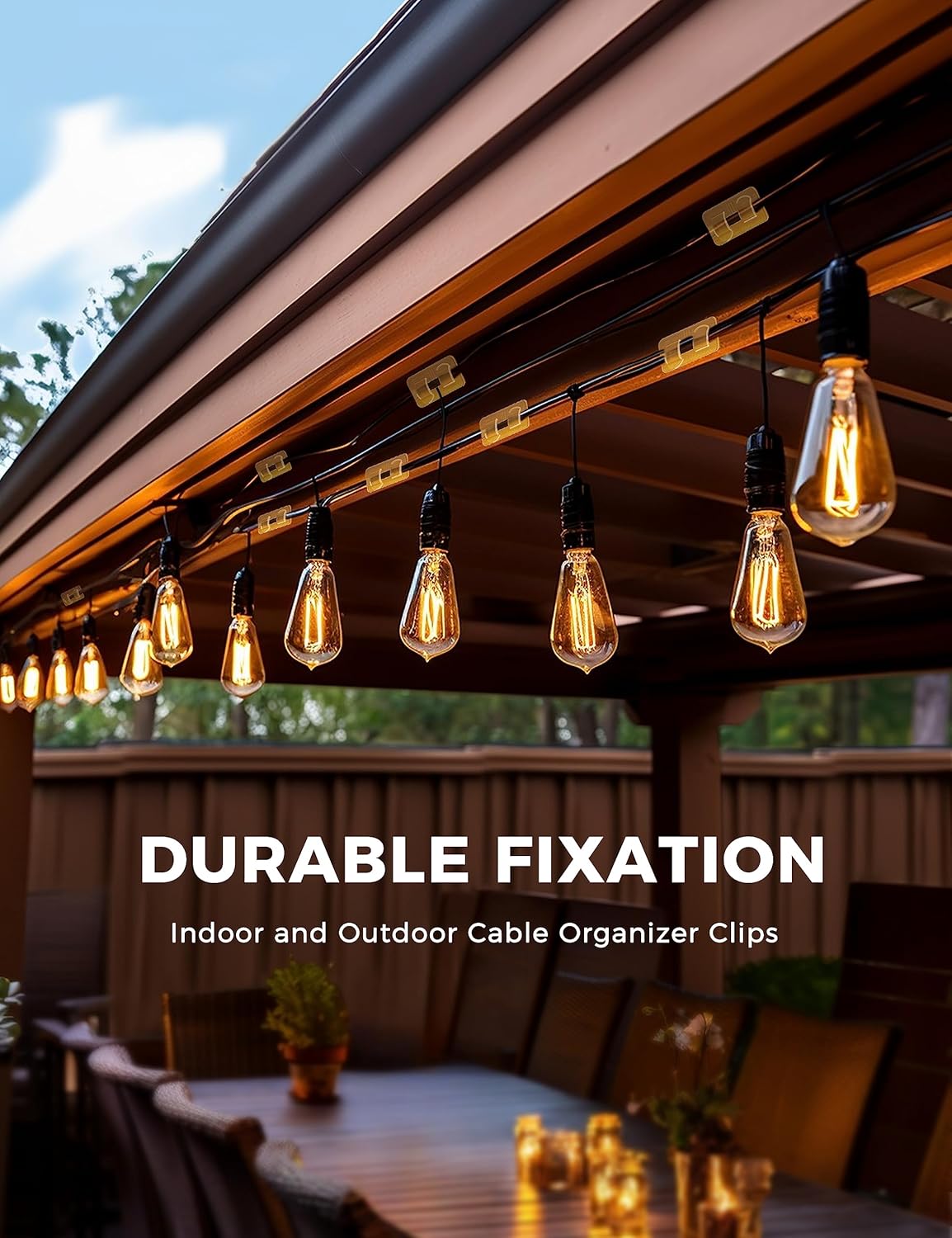Ganchos para cadena de luces al aire libre 40 piezasClips de cable con fuerte autoadhesivo, ganchos para cables interiores y exteriores, ganchos