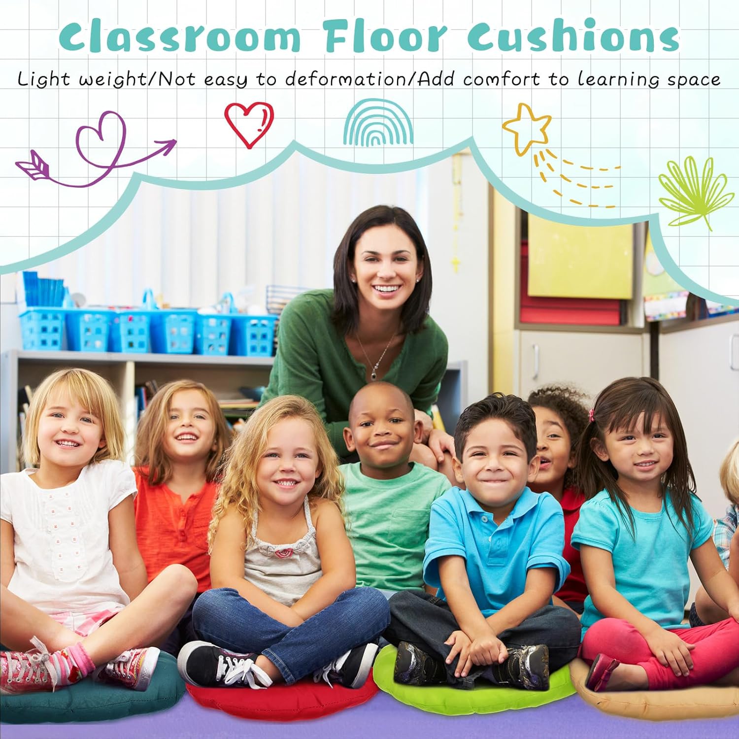 Tinideya 24 cojines redondos de suelo de 15.7 pulgadas, almohadas de asiento de meditación, asientos flexibles para adultos y niños, cojines de