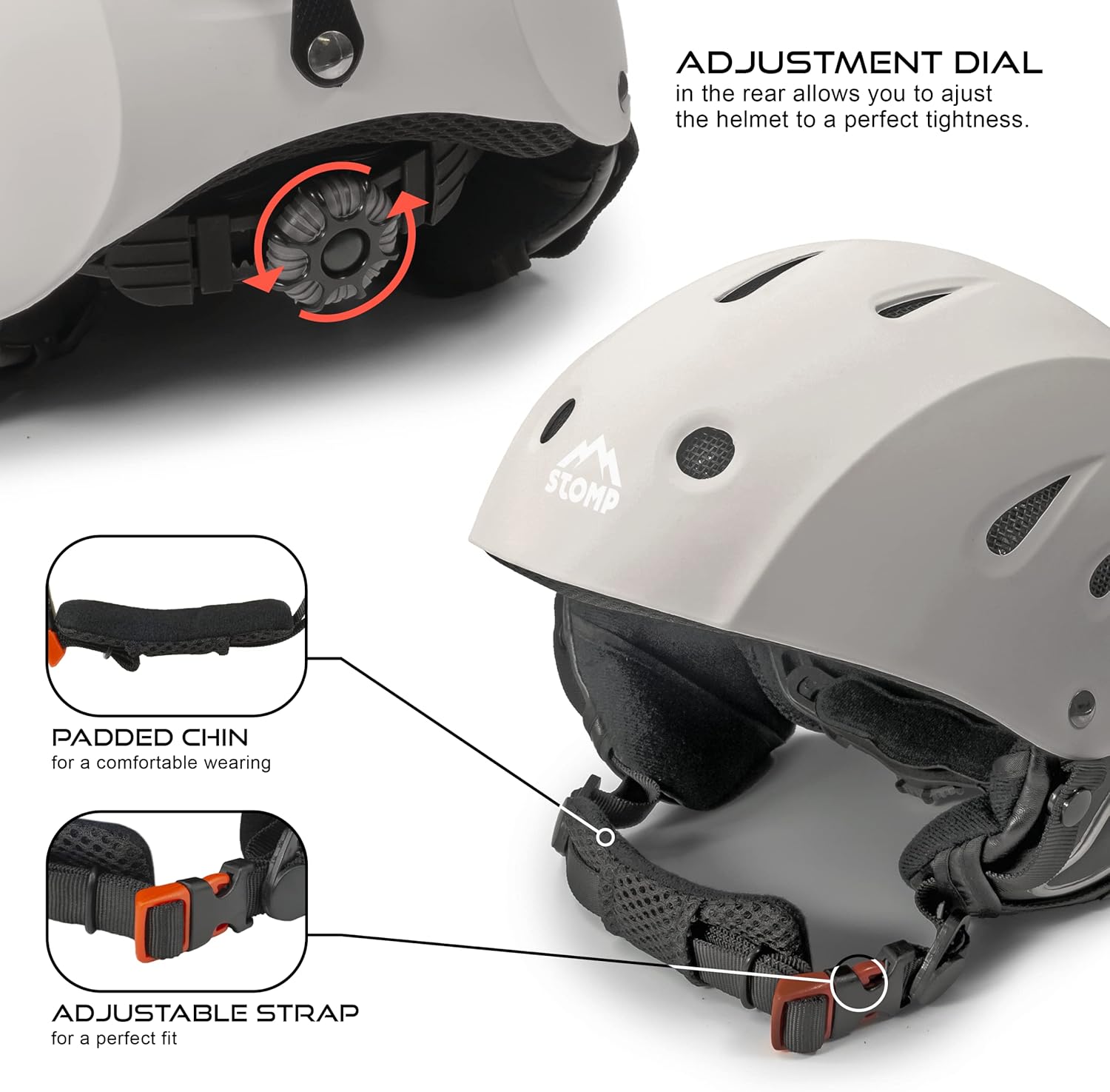 STOMP Casco de deportes de nieve con bolsillo integrado en almohadillas para auriculares inalámbricos