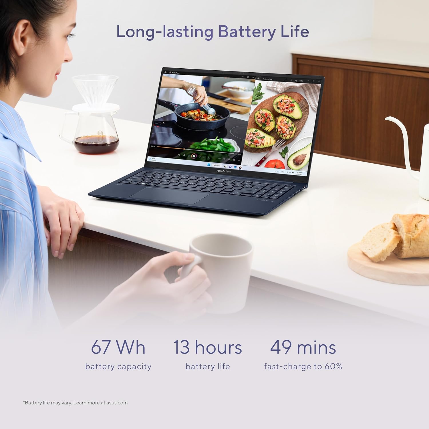 ASUS Portátil Zenbook 15, pantalla FHD de 15.6 pulgadas, CPU AMD Ryzen 7 7735U, gráficos AMD Radeon, 16 GB de RAM, SSD de 512 GB, Windows 11 Home,