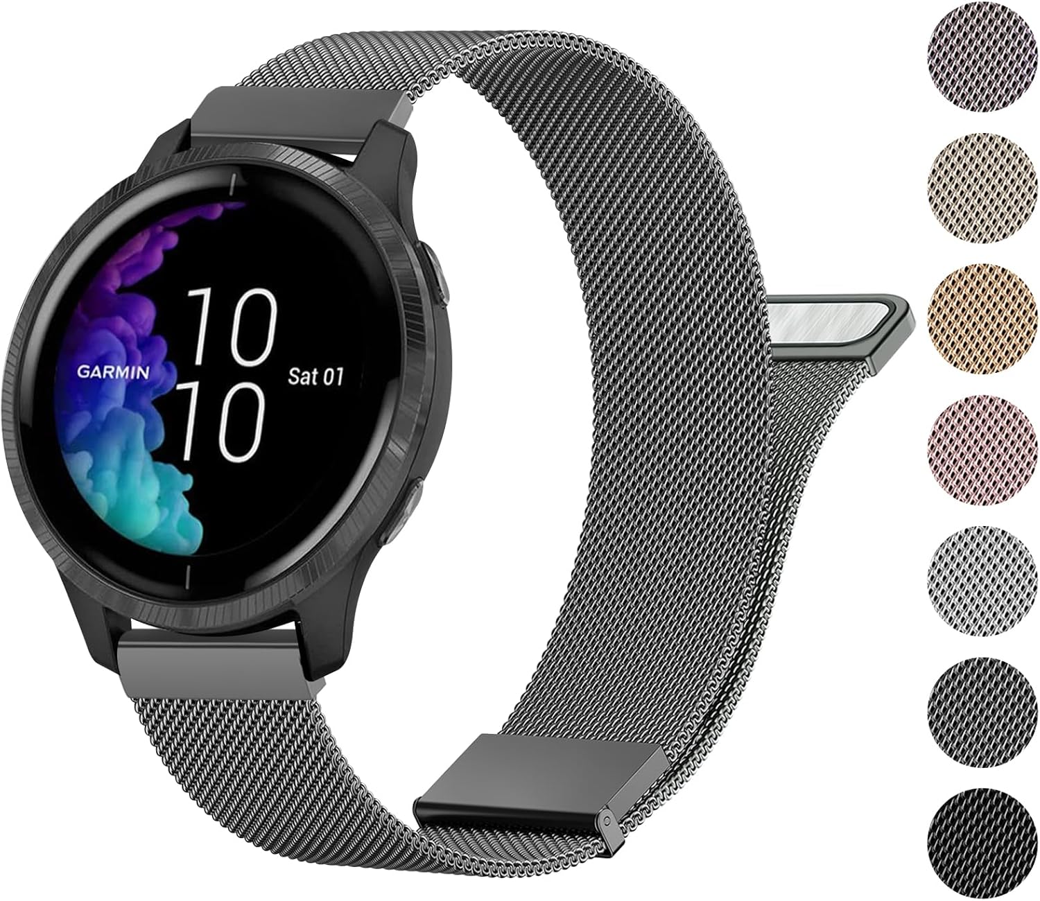 Meliya Correa de metal compatible con Garmin Venu 2 Plus, Venu Sq, Venu y Vivoactive 3, correa de repuesto de acero inoxidable para Garmin Vivomove