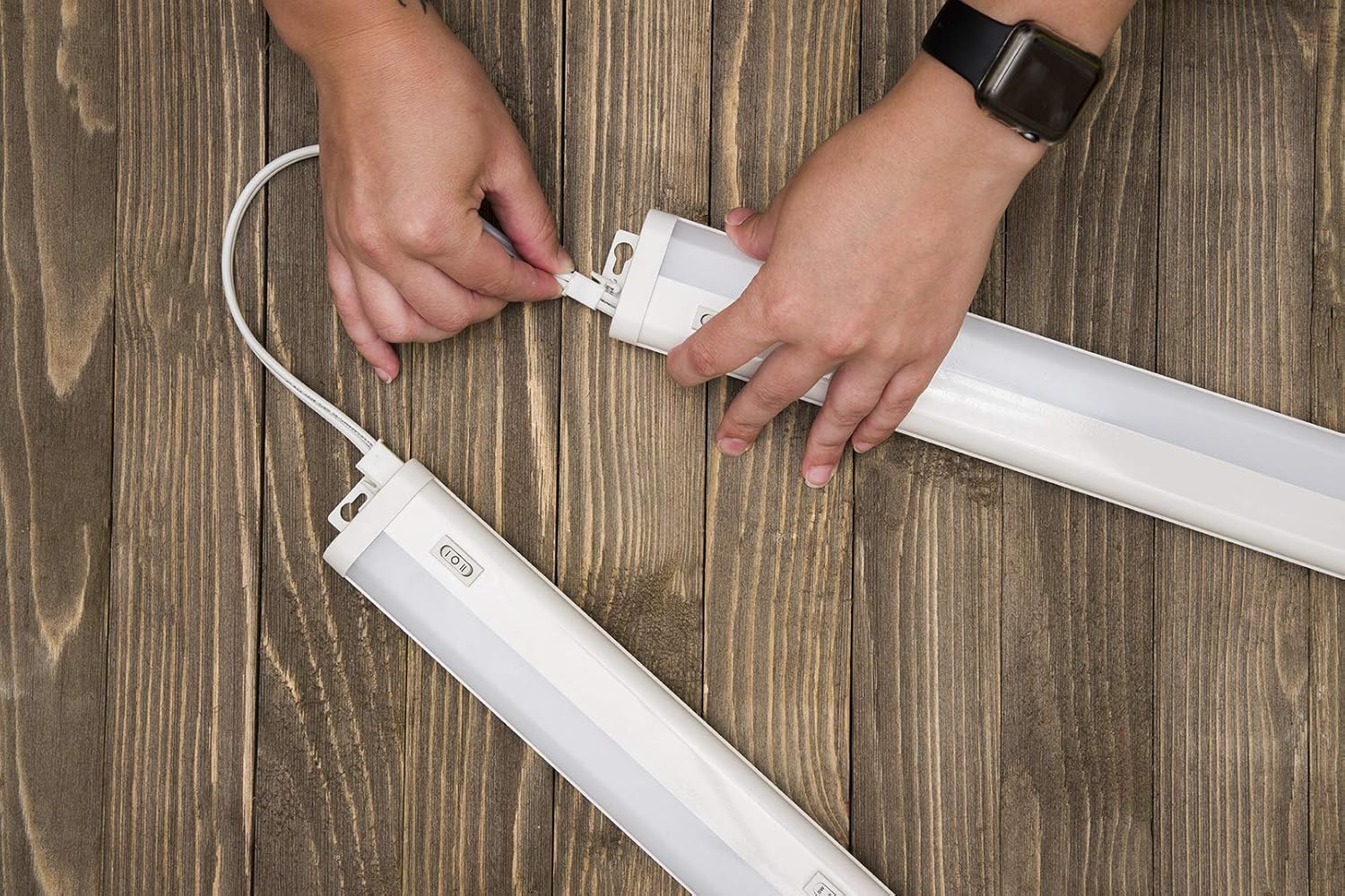 UltraPro Cable de enlace de luz para debajo del gabinete, LED, enchufable, para barra de luz, luces de disco, 47167, color blanco (paquete de 2)
