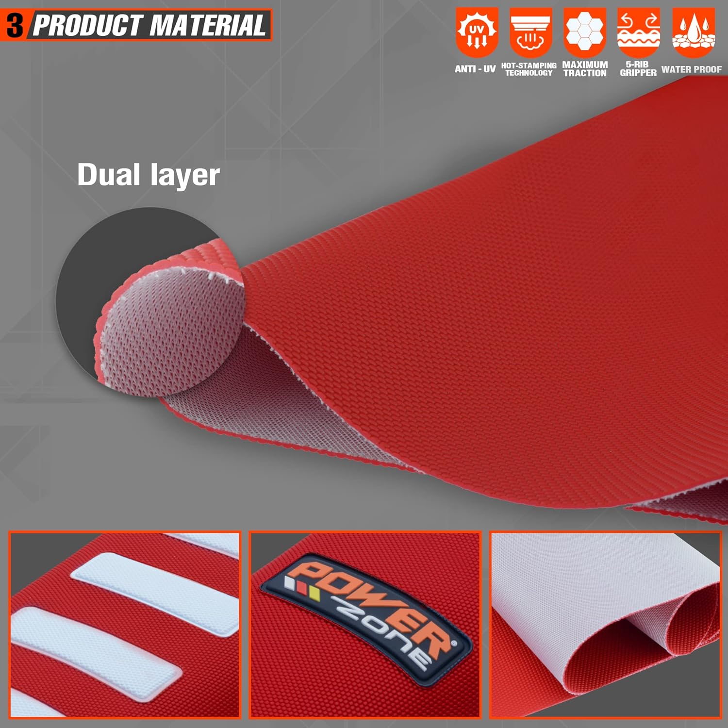 Funda universal para asiento de motocross, agarre suave, antideslizante, color blanco a rayas, para motocicleta, color rojo