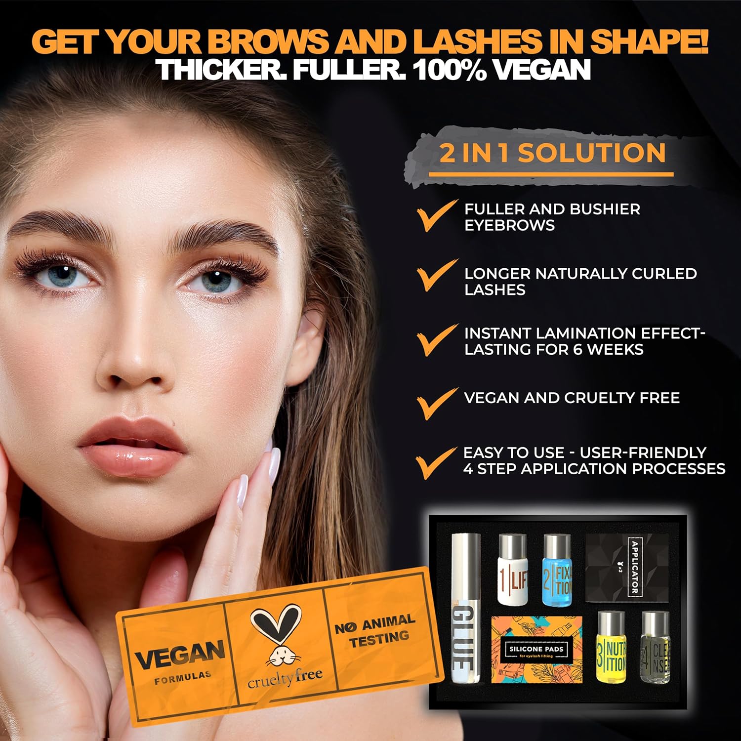 Kit de laminación de cejas y pestañas  Permanente DIY para pestañas y cejas  Levantamiento profesional para un aspecto de cejas más completo y