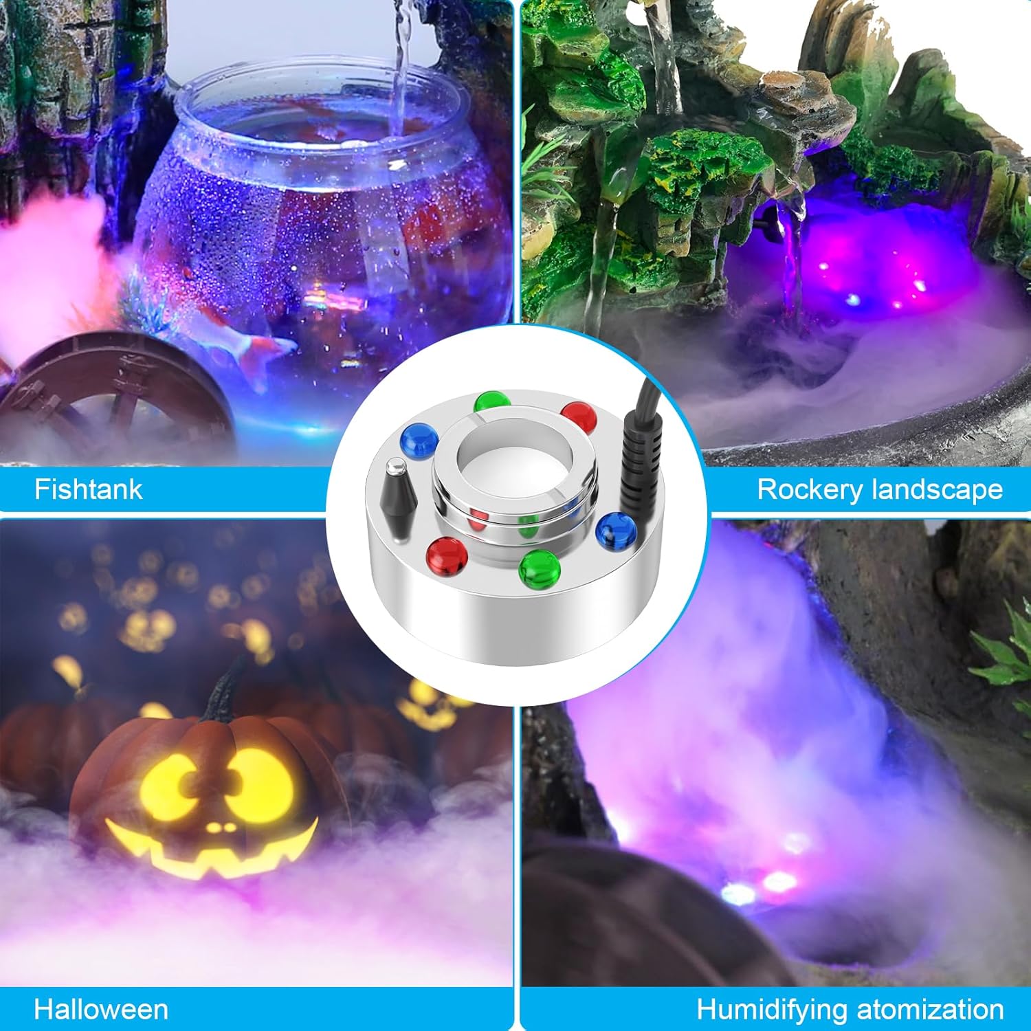 FITNATE Fabricante de niebla de alta potencia, 50.7 fl ozh nebulizador de niebla de gran volumen con 6 luces LED niebla máquina atomizador 50W para