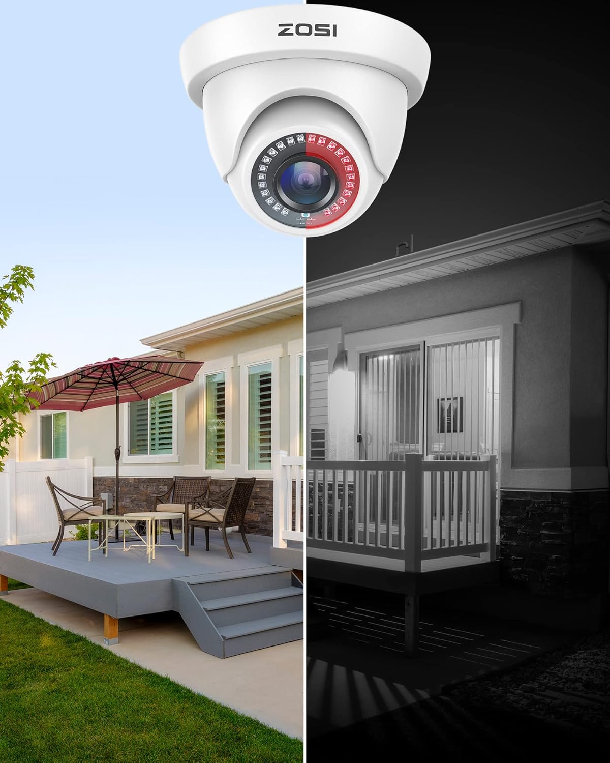 ZOSI Paquete de 2 cámaras de seguridad de 2.0MP HD 1080P TVICVIAHD para interiores y exteriores, 80 pies, visión nocturna, CCTV, domo, cámaras domo