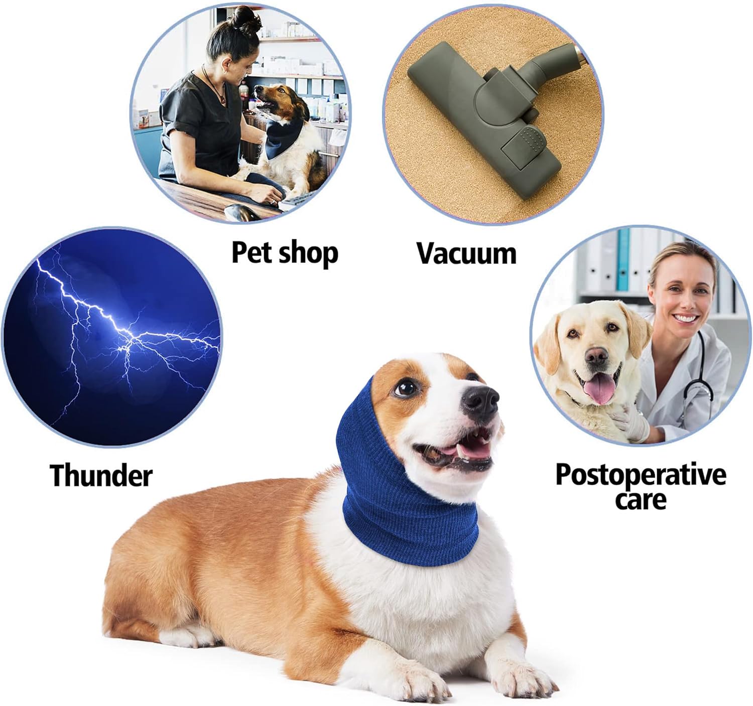 PUMYPOREITY Cubierta calmante para orejas de perro, protección contra el ruido, protección de oídos para el alivio de la ansiedad, capucha calmante