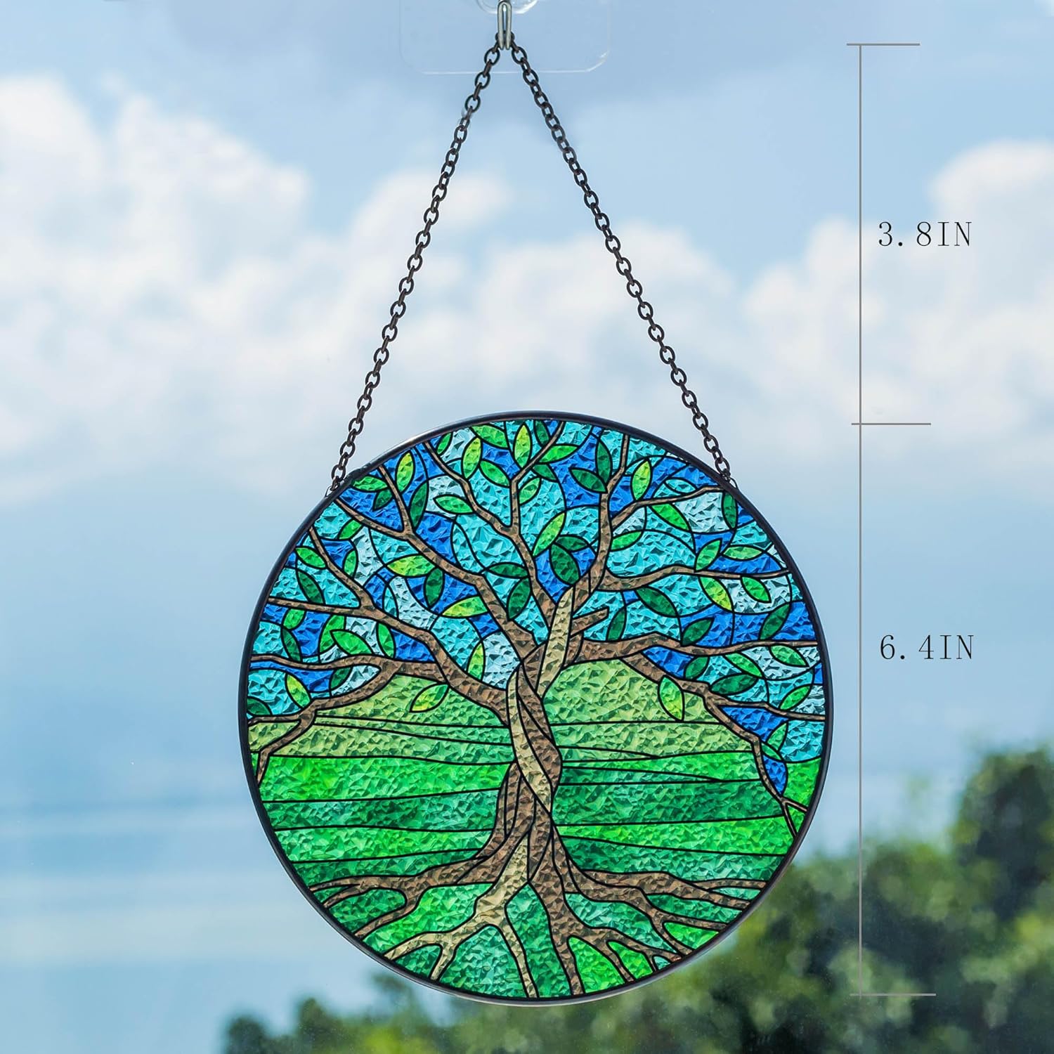 Árbol de la vida – Paneles colgantes para ventana de vitrales, plantas de interior, atrapasoles, decoración de pared, ornamento para dormitorio,