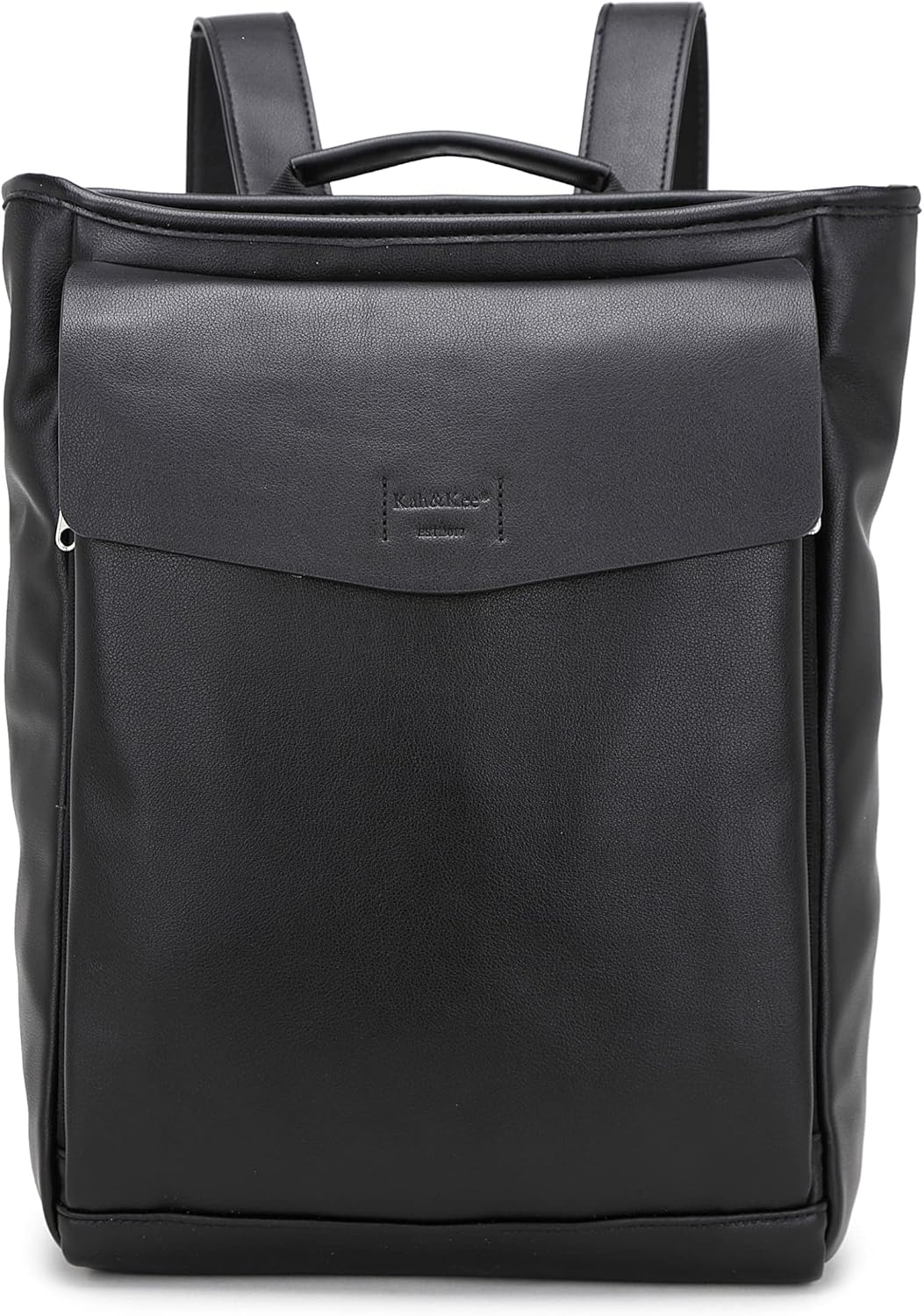 Kah&Kee Feaux – Mochila de cuero para mujer, mochila casual de viaje con compartimento para laptop, 13 pulgadas, Negro, M, Casual