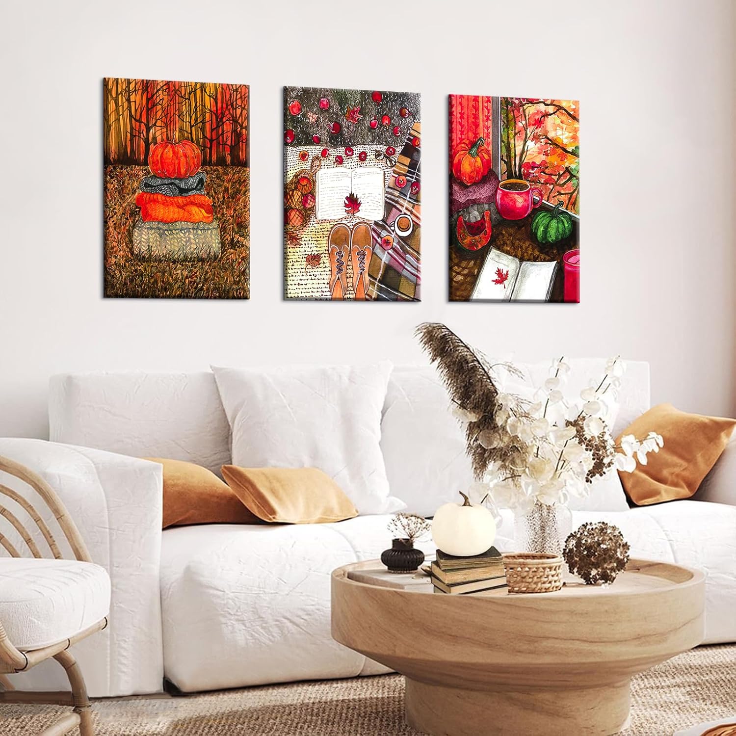 Ohok 3 paneles de impresiones modernas de 12 x 16 pulgadas, pinturas fotográficas, impresiones sobre lienzo, arte de pared para decoración de