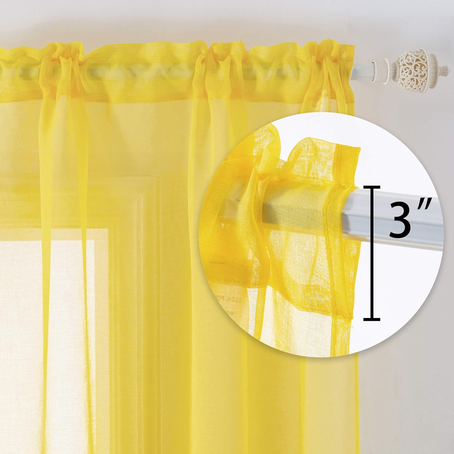 DUALIFE – Cortinas transparentes de 54pulgadas de largo, paneles de privacidad de gasa para ventanas, cortinas de lino semitransparentes para