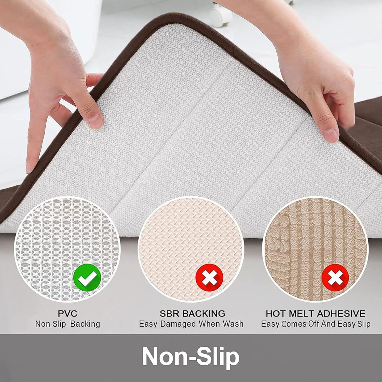 Tapetes de baño de espuma viscoelástica suaves, antideslizantes y absorbentes, con forro trasero de goma, tapete largo para suelo de cocino y baño,