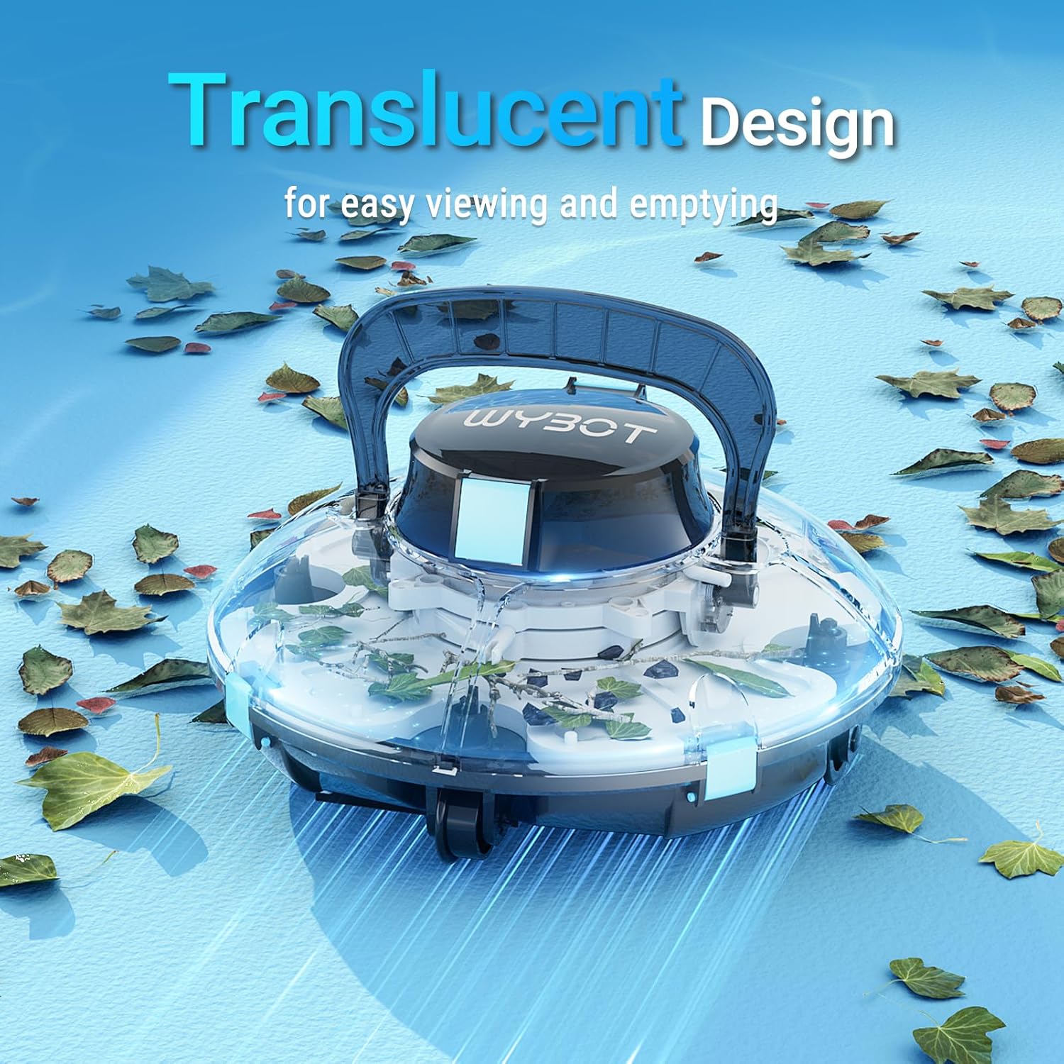 WYBOT Osprey 200SE – Aspiradora robótica inalámbrica para piscina, diseño de tapa transparente, puertos de succión duales potentes, estacionamiento