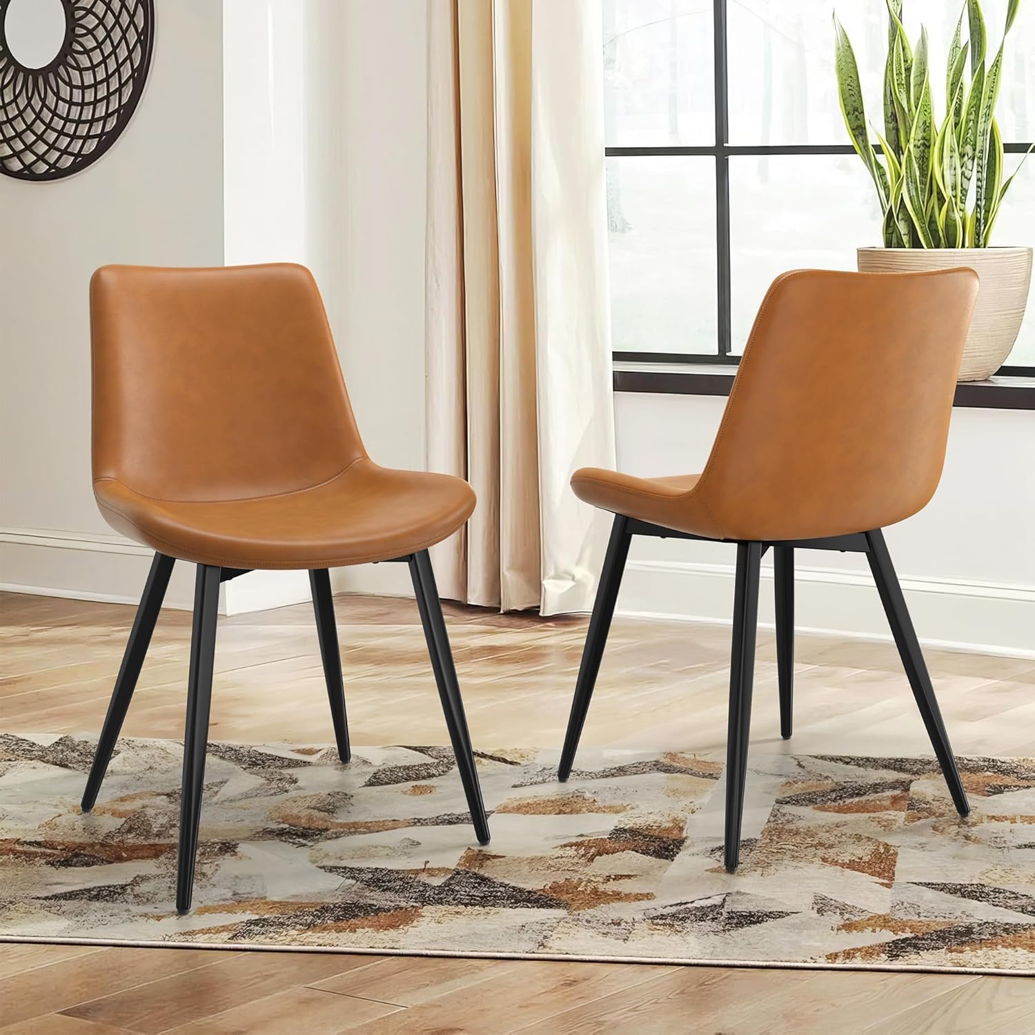 Cozyman Sillas de comedor, juego de 2 sillas de comedor de piel sintética, sillas de cocina y comedor de 18 pulgadas, silla auxiliar moderna con