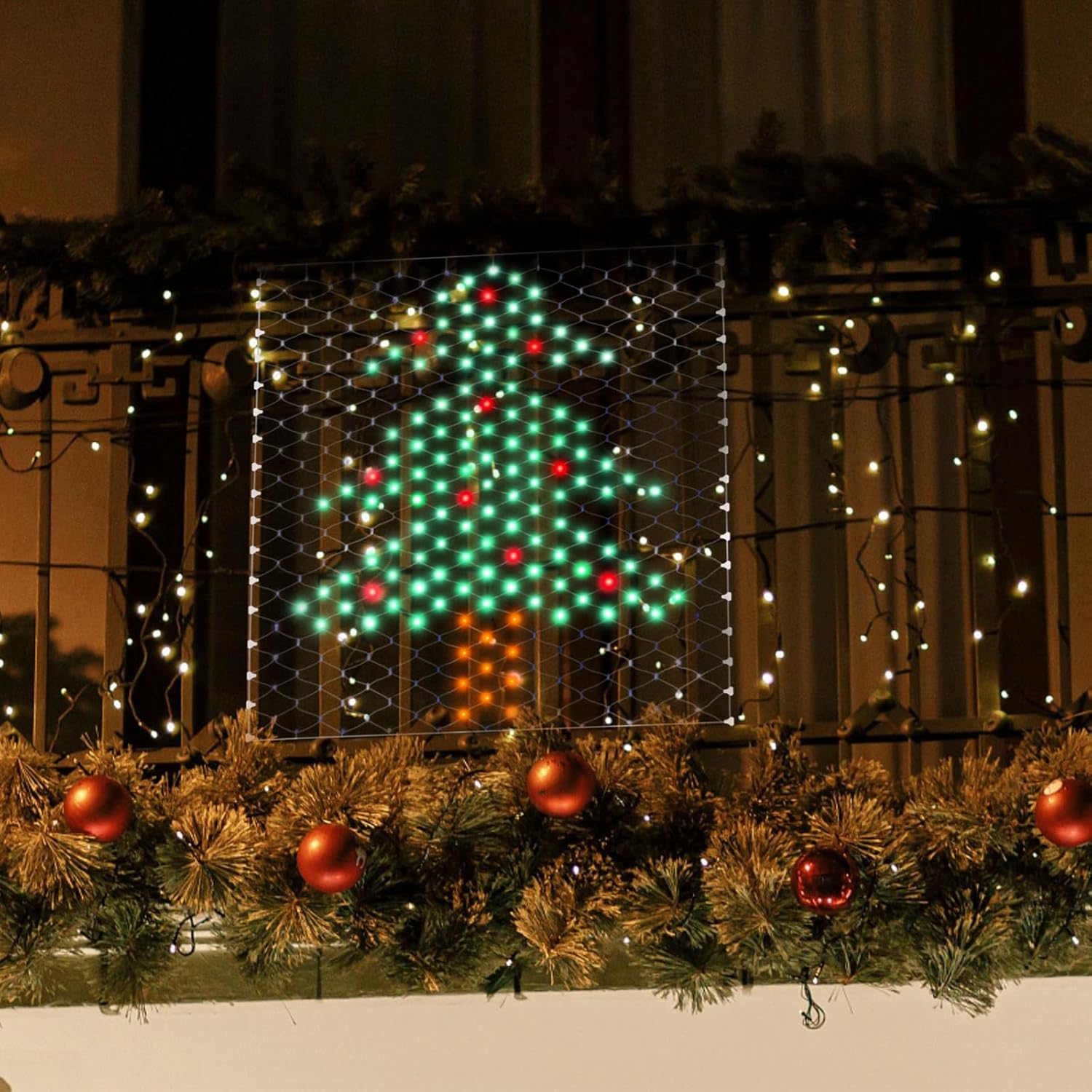 320 luces LED de Navidad para exteriores, luces de red de 3.9 pies x 4.3 pies, 8 modos de decoración de luz LED de Navidad, decoraciones de Navidad